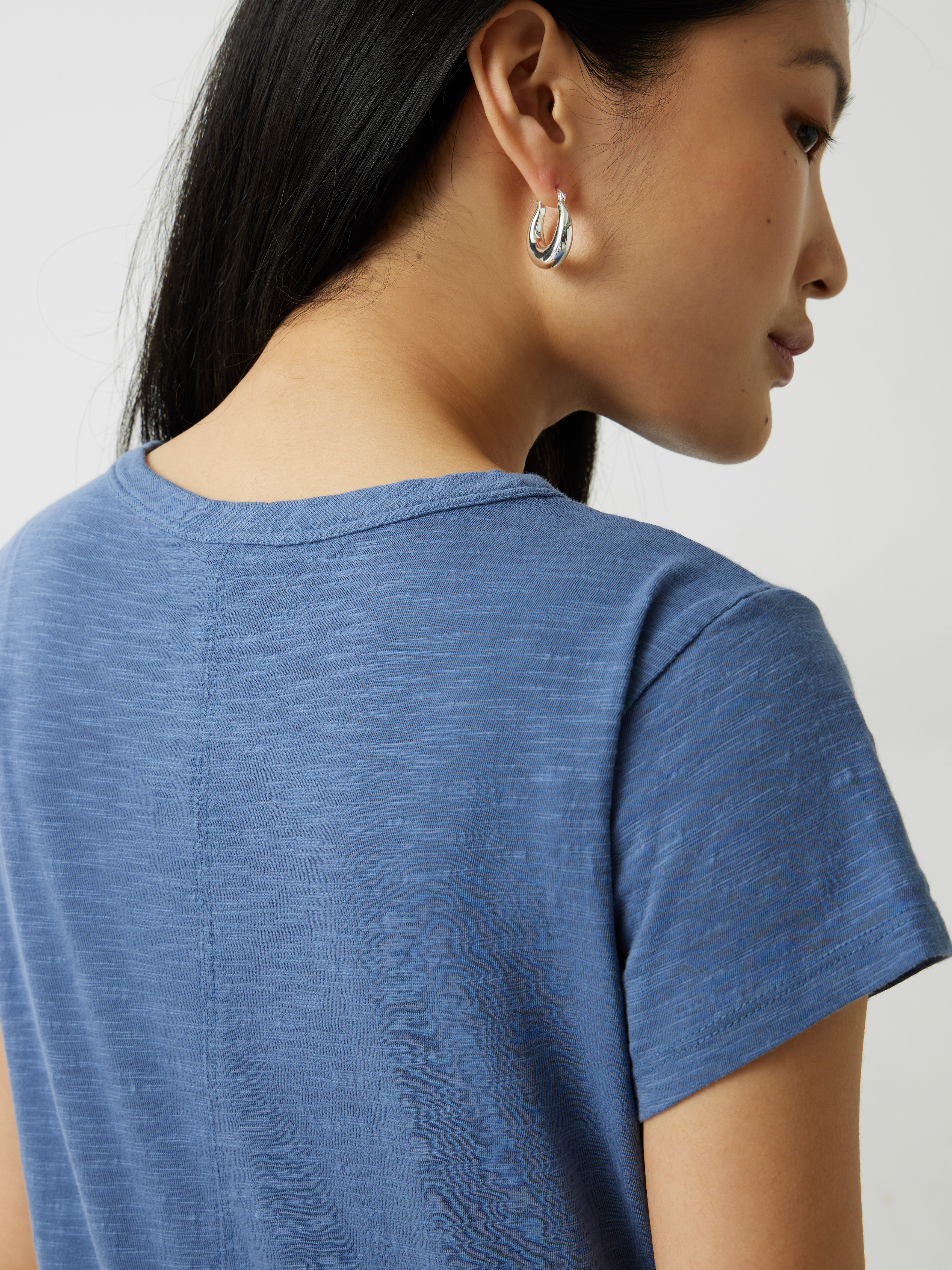 Slim Fit Slub Cotton Crew Neck T-Shirt