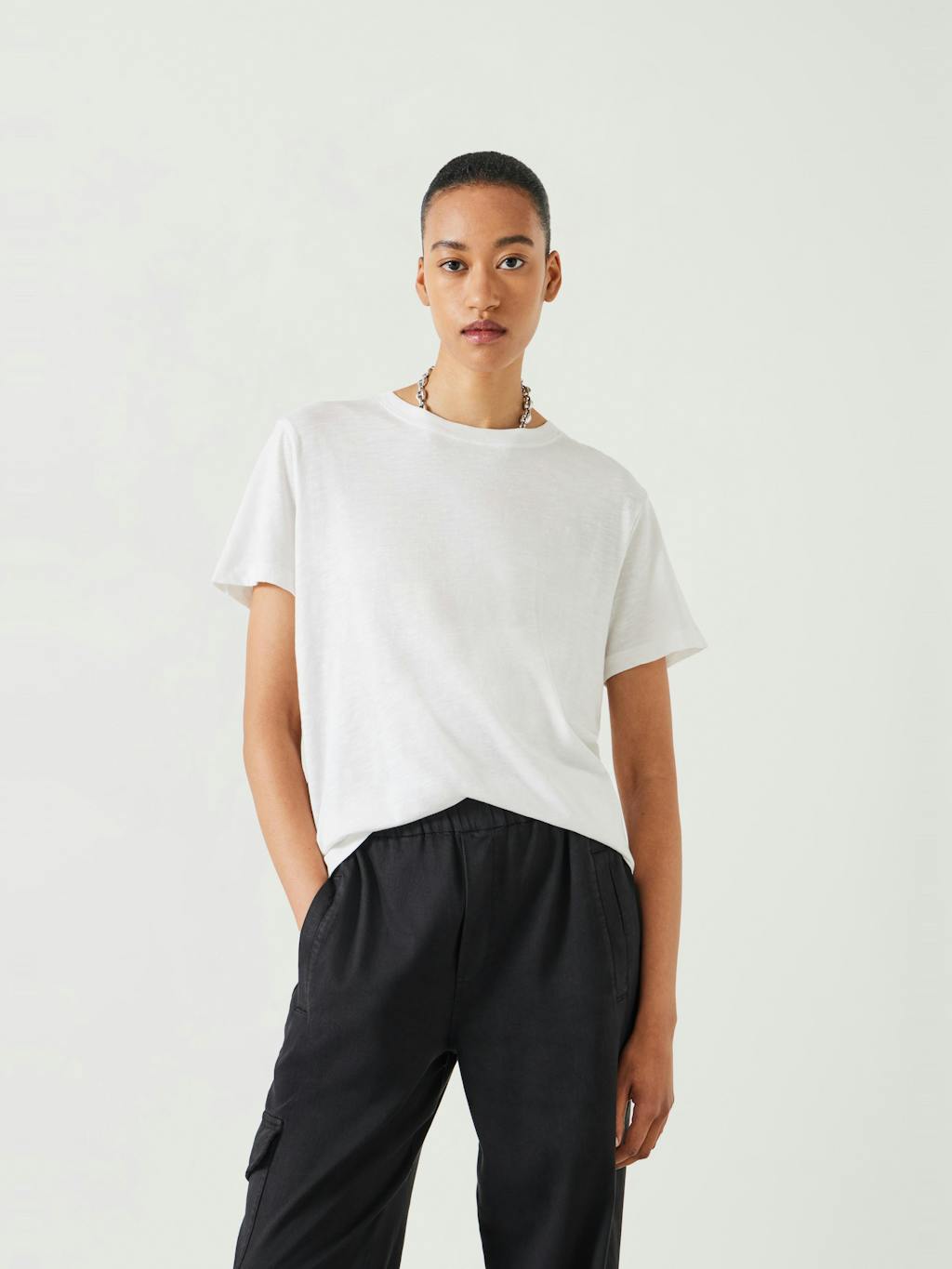 009118-0001-01 Hattie Cotton Slub Crew Neck T-Shirt