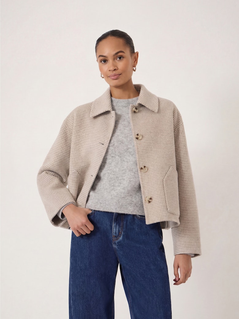 Checked Relaxed Double Faced Wool Jacket
