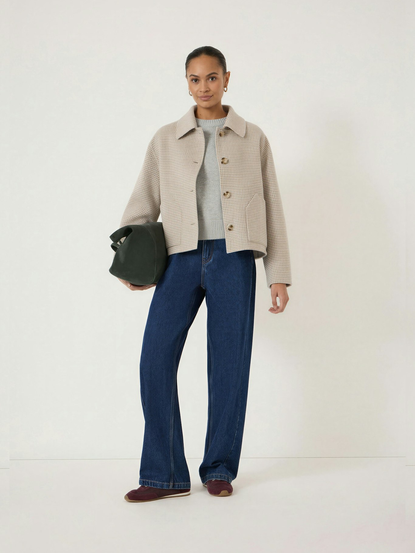 015510-0339-02 Checked Relaxed Double Faced Wool Jacket