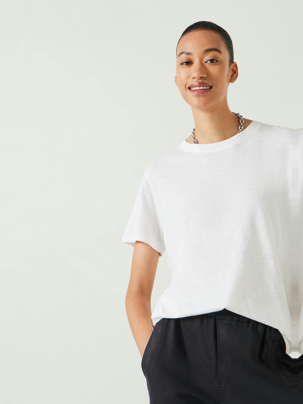 009118-0001-04 Hattie Cotton Slub Crew Neck T-Shirt