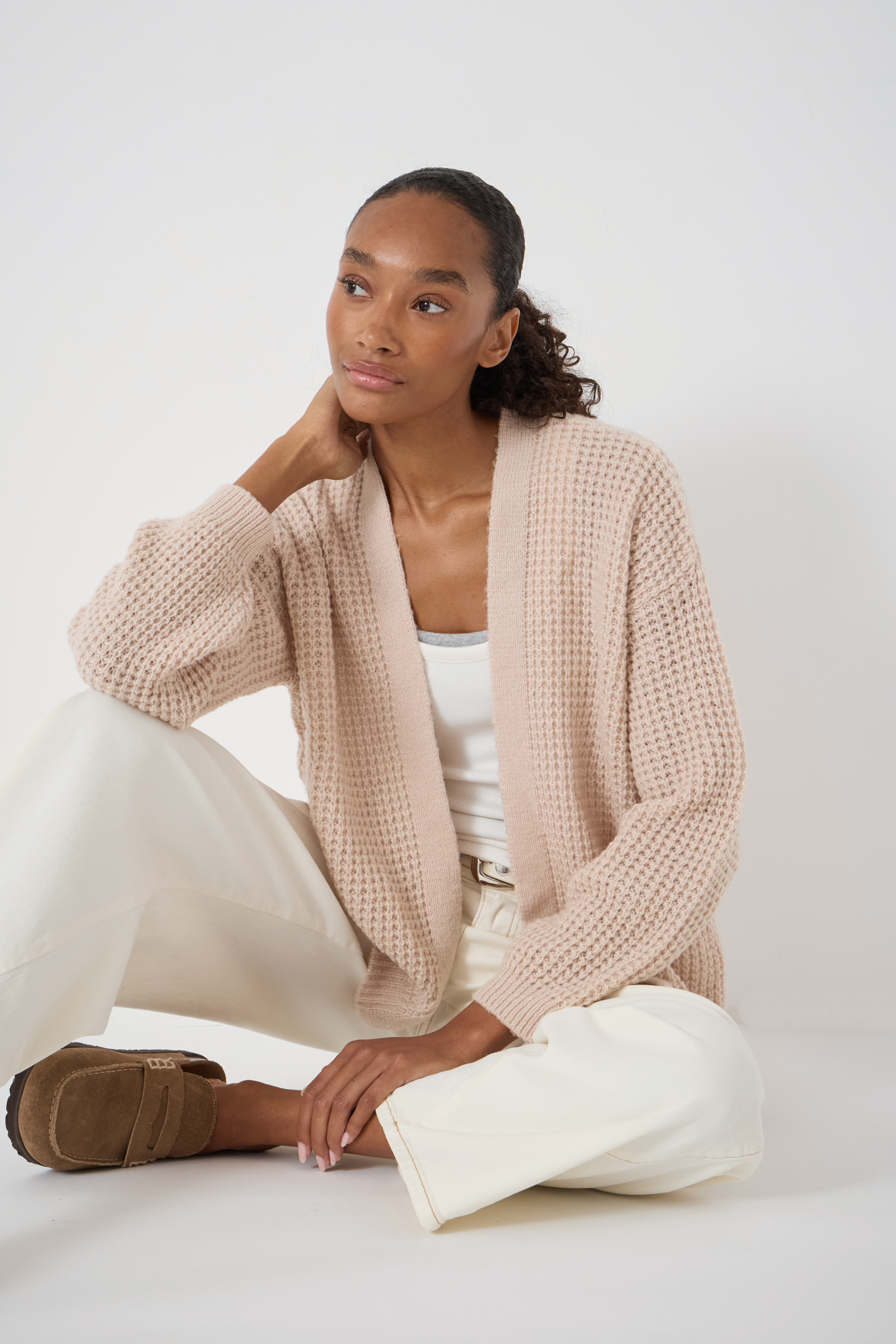 Flossie Waffle Stitch Edge to Edge Cardigan