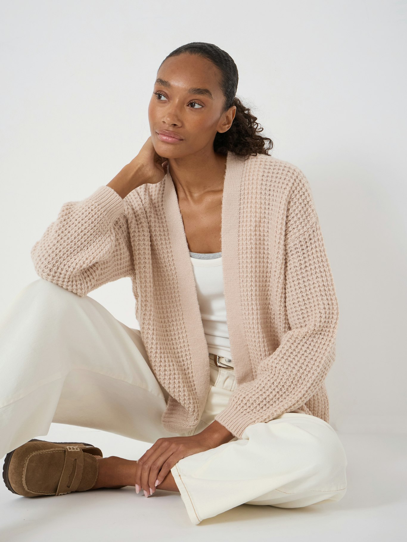 015381-4696-04 Flossie Waffle Stitch Edge to Edge Cardigan