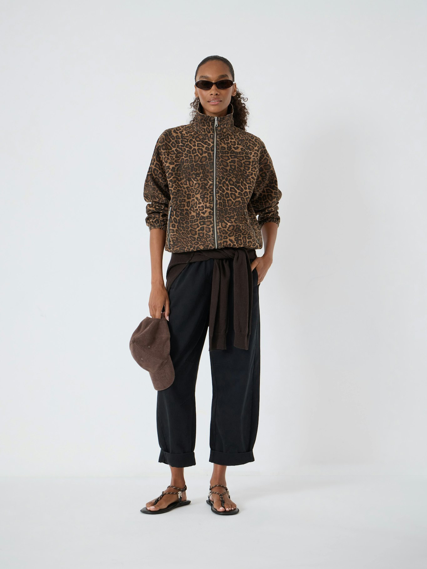 015470-4728-02 Lumi Funnel Neck Zip Leopard Print Bomber Jacket