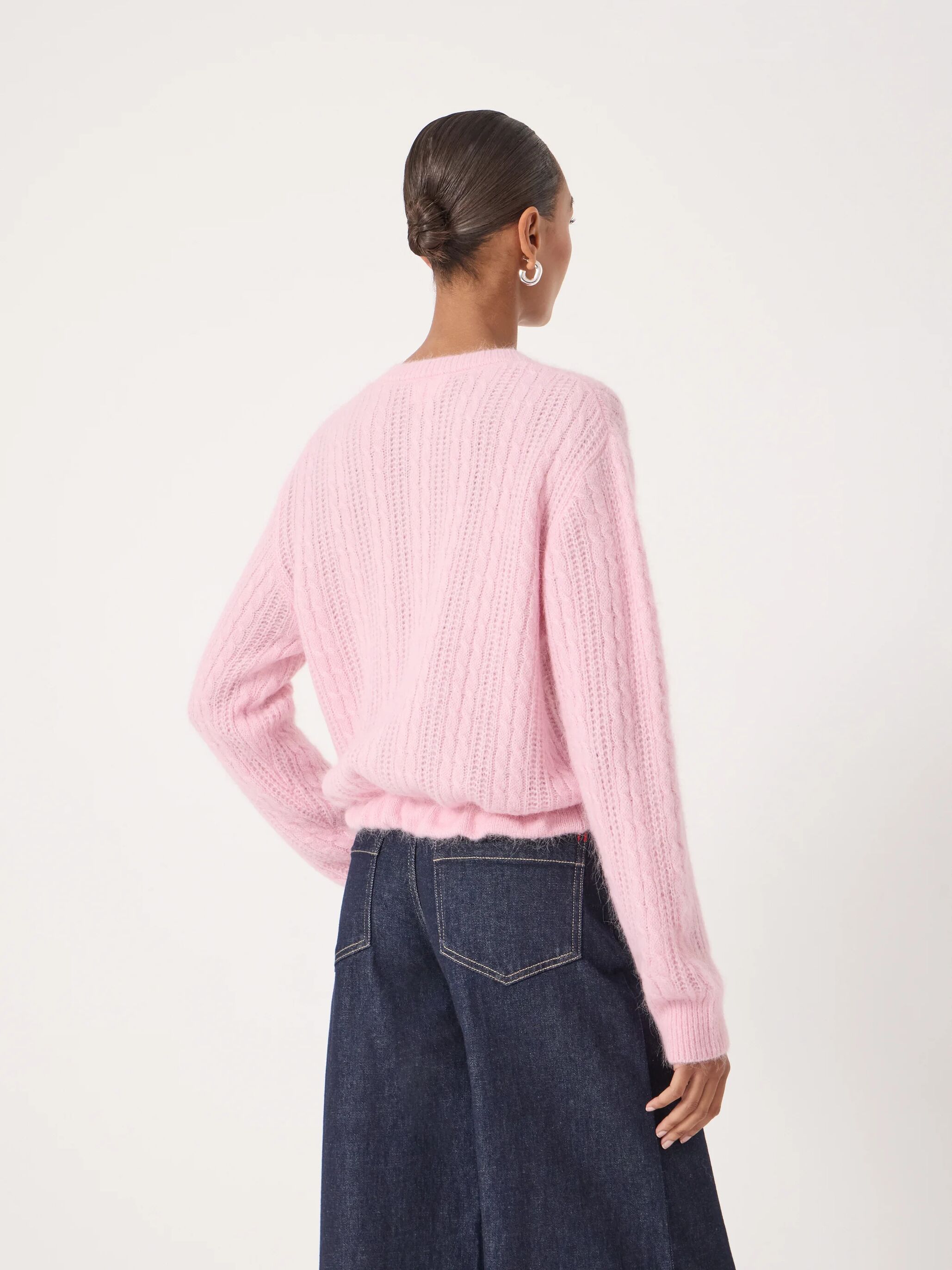 Pointelle Stitch Wool Blend Cardigan