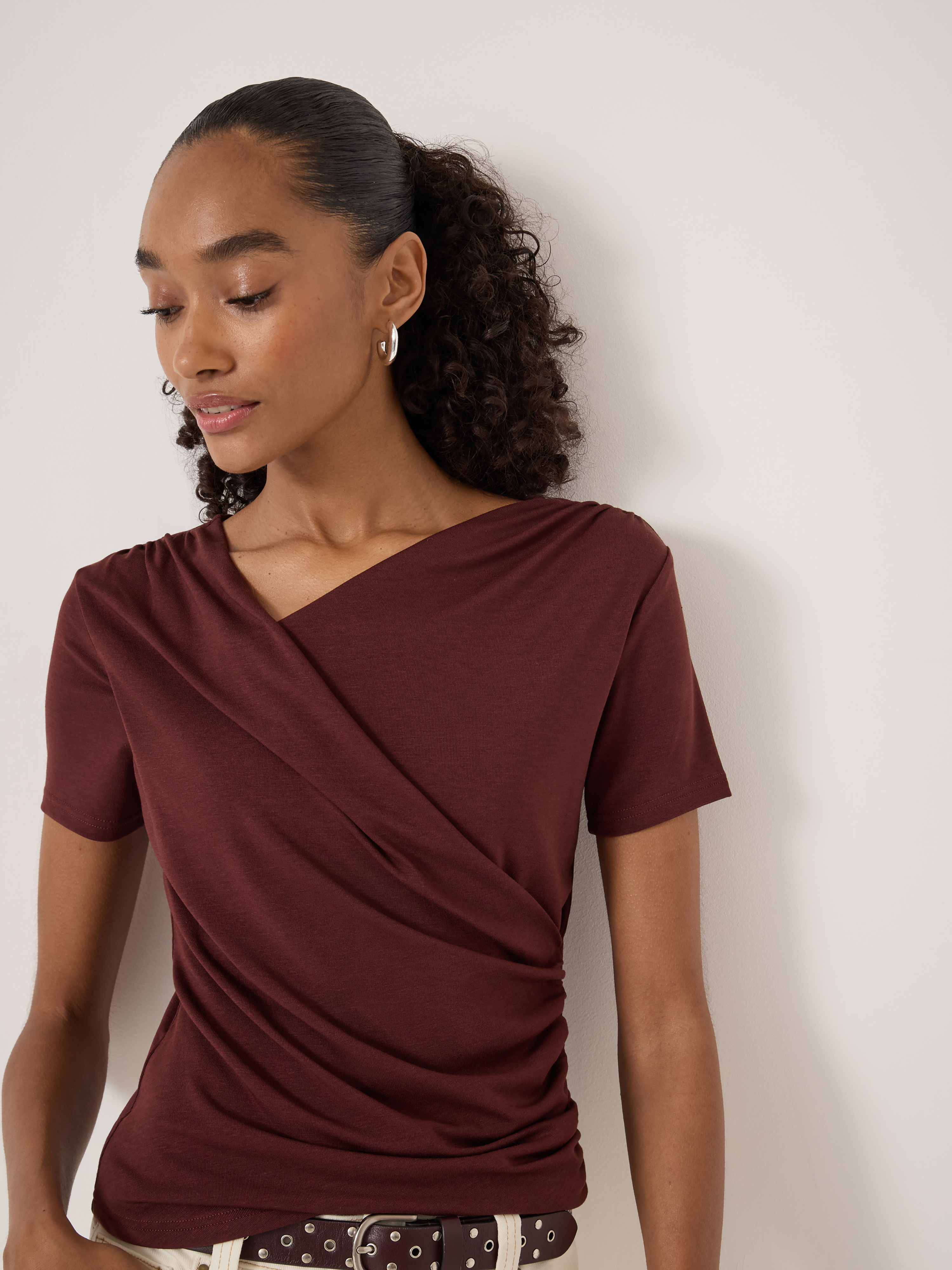 Noor V Neck Drapey T-Shirt