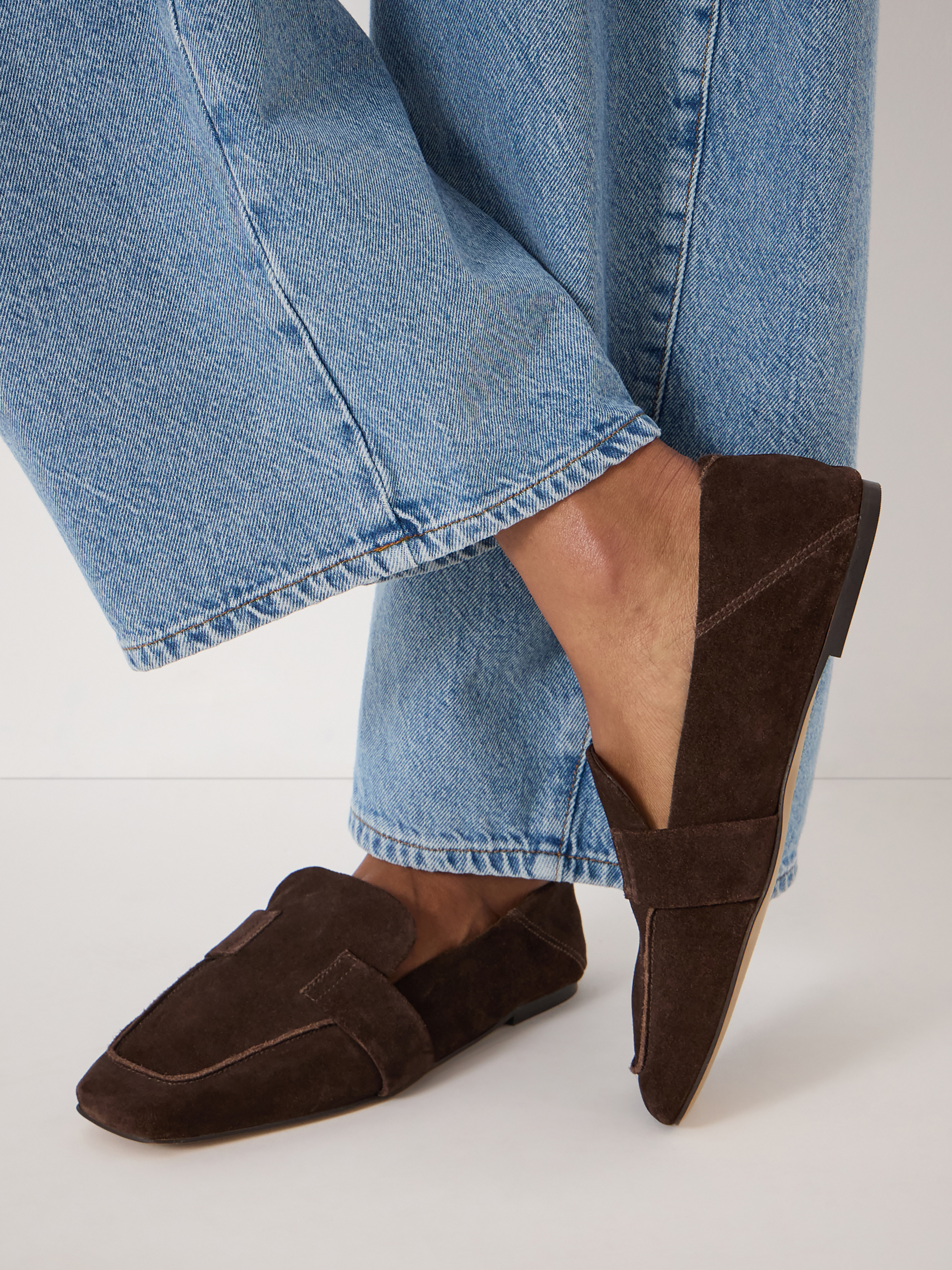 Sora Square-Toe Suede Loafers