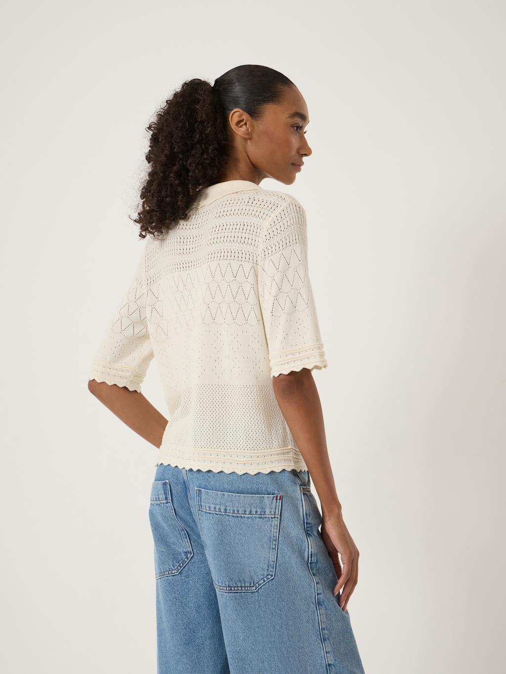 014770-0340-03 Pointelle Cotton Cardigan