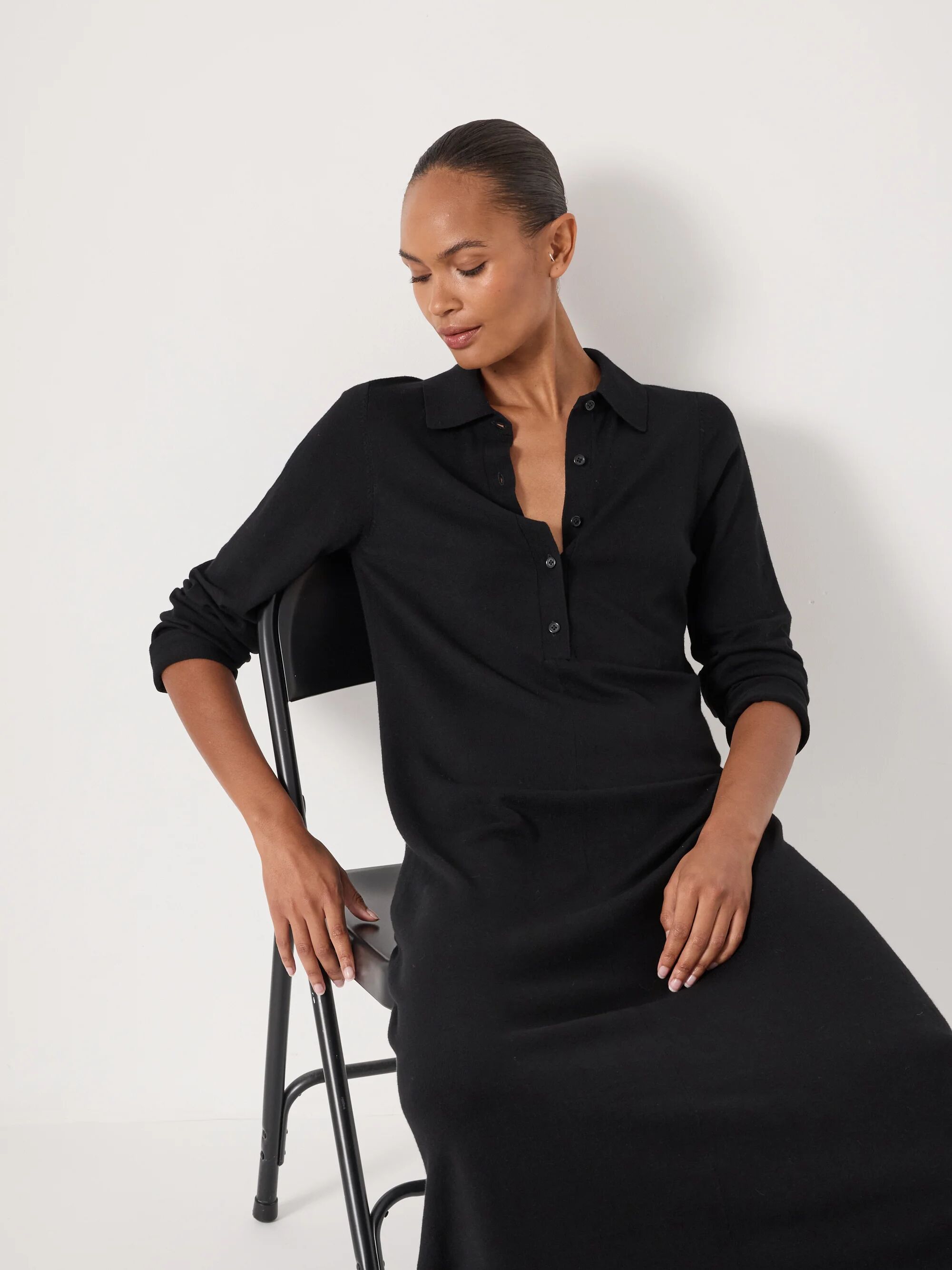 Polo Neck Knitted Midi Dress