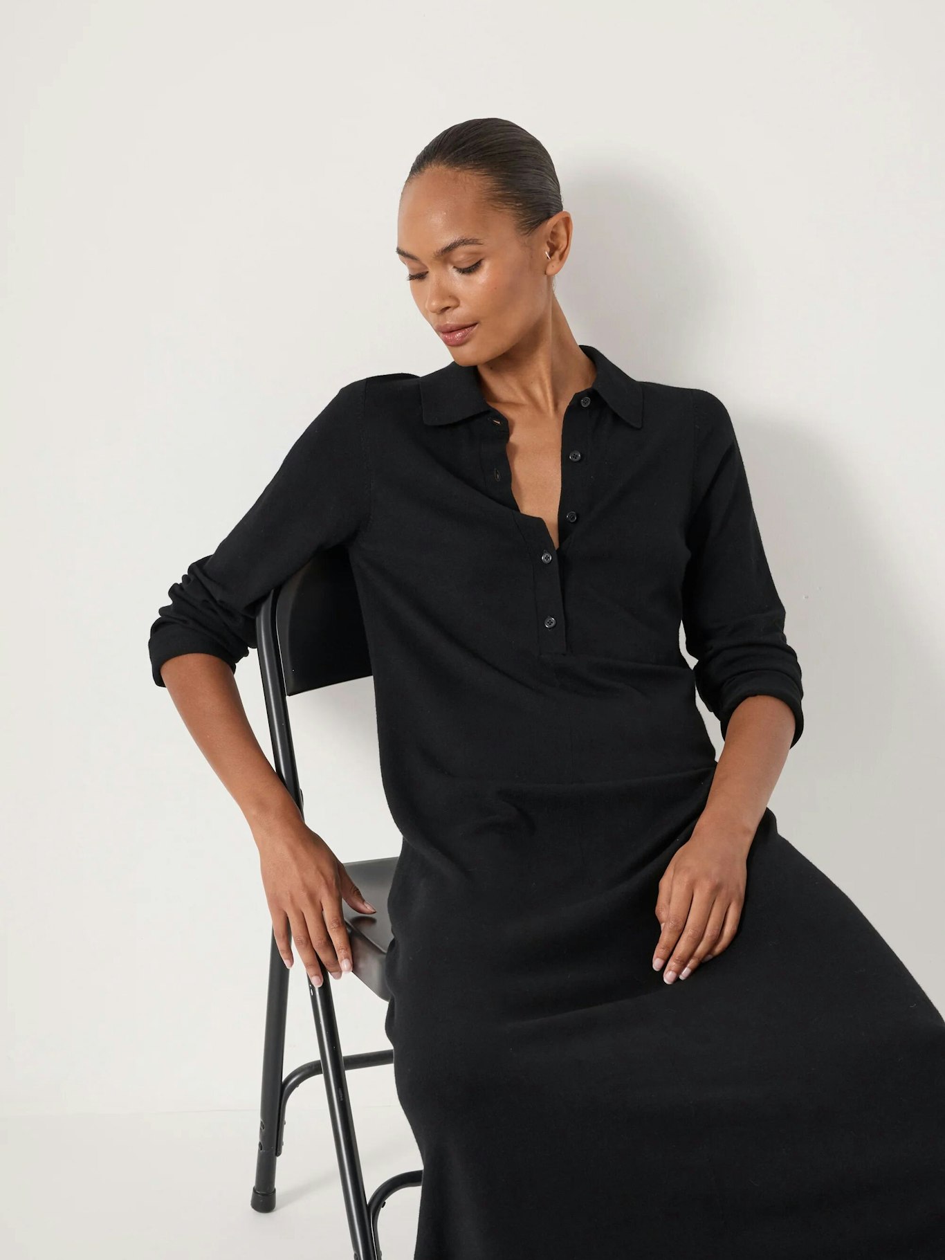 013652-0456-04 Polo Neck Knitted Midi Dress