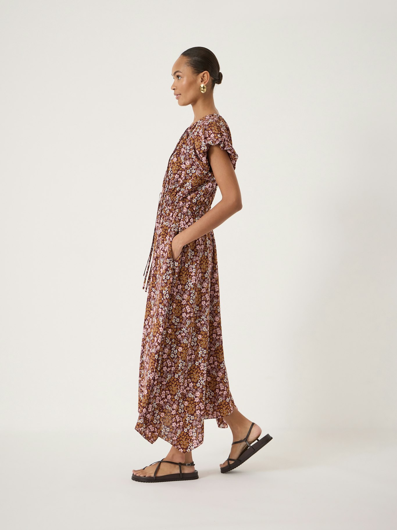 014565-4894-02 Zuri Short Bubble Sleeve Printed Dress