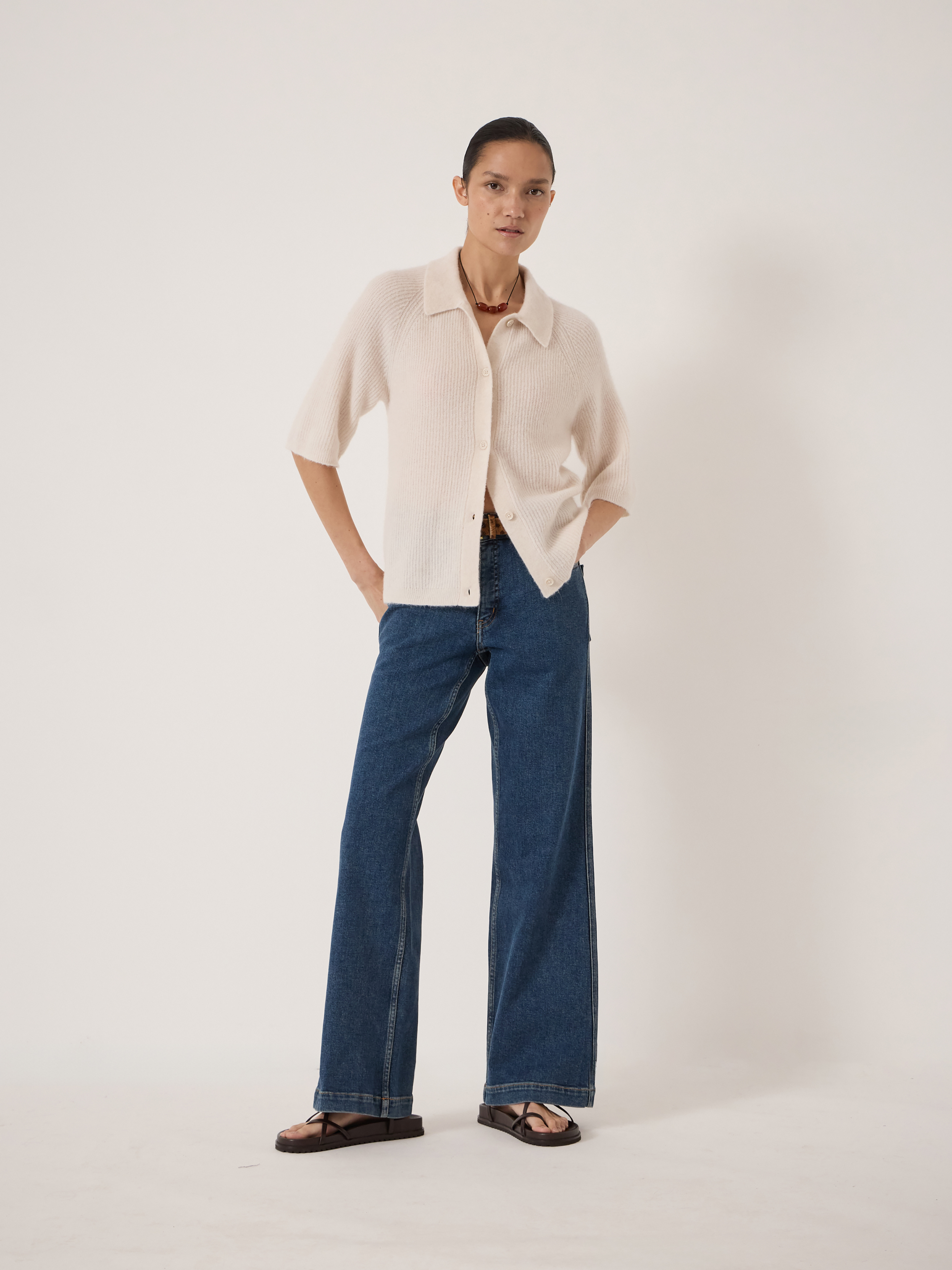 Jinny Wool Blend Short Sleeve Cardigan