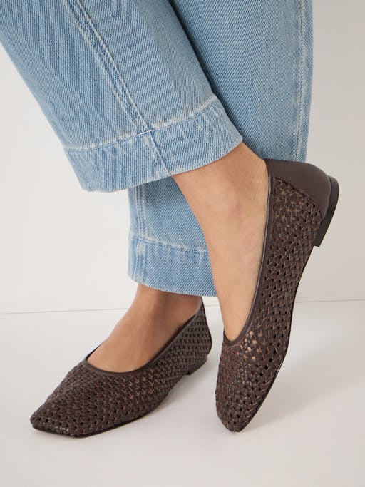 Lumen Leather Weave Ballet Flats