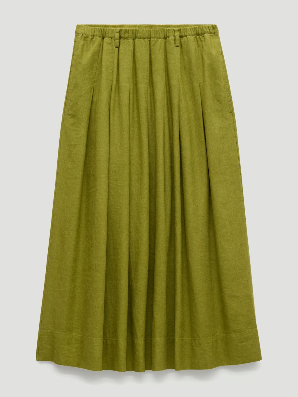 012960-2253-07 Ivy Pleated Linen Blend Midi Skirt
