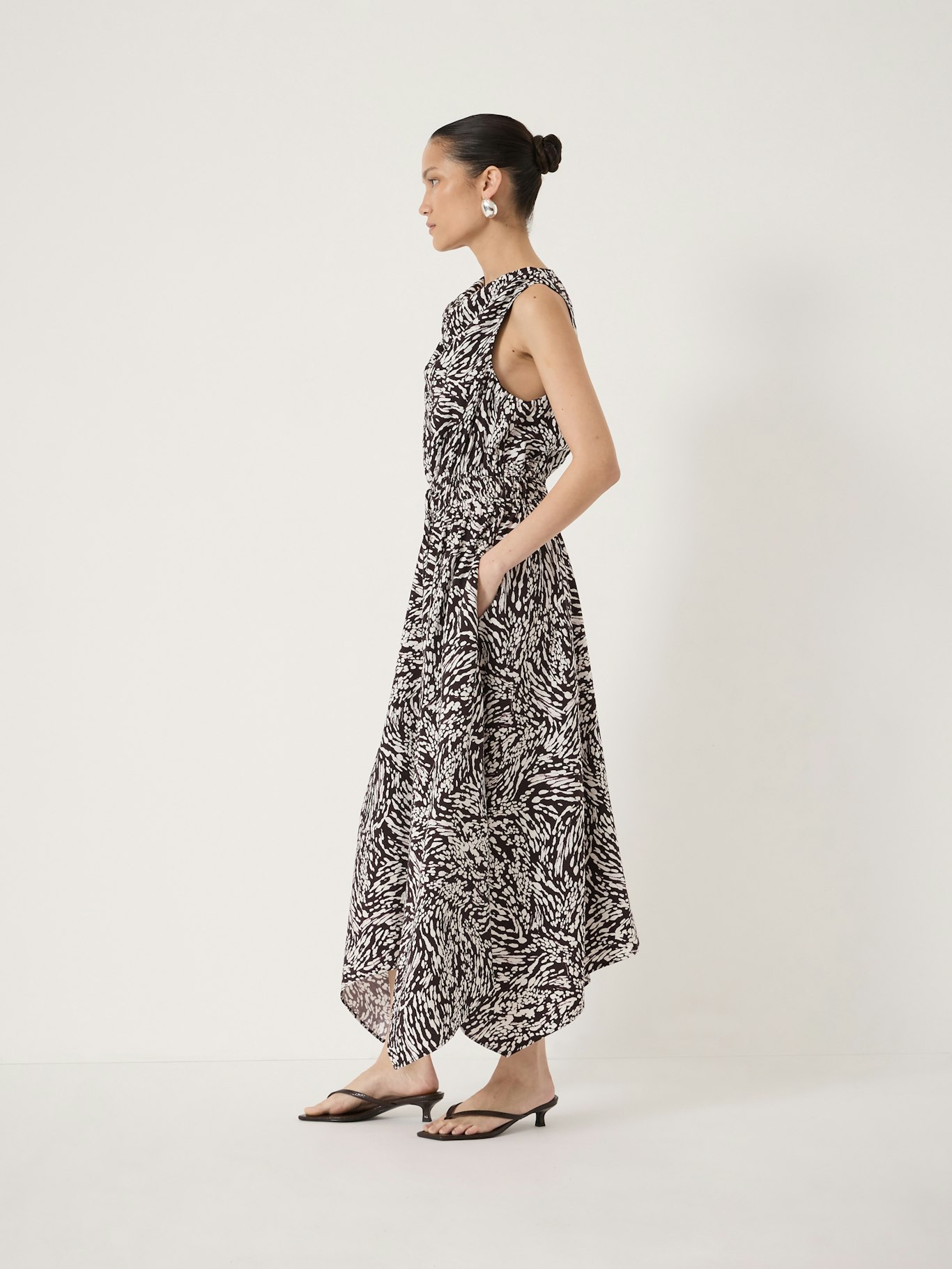 014609-4909-02 Estie Cowl Neck Hanky Hem Dress