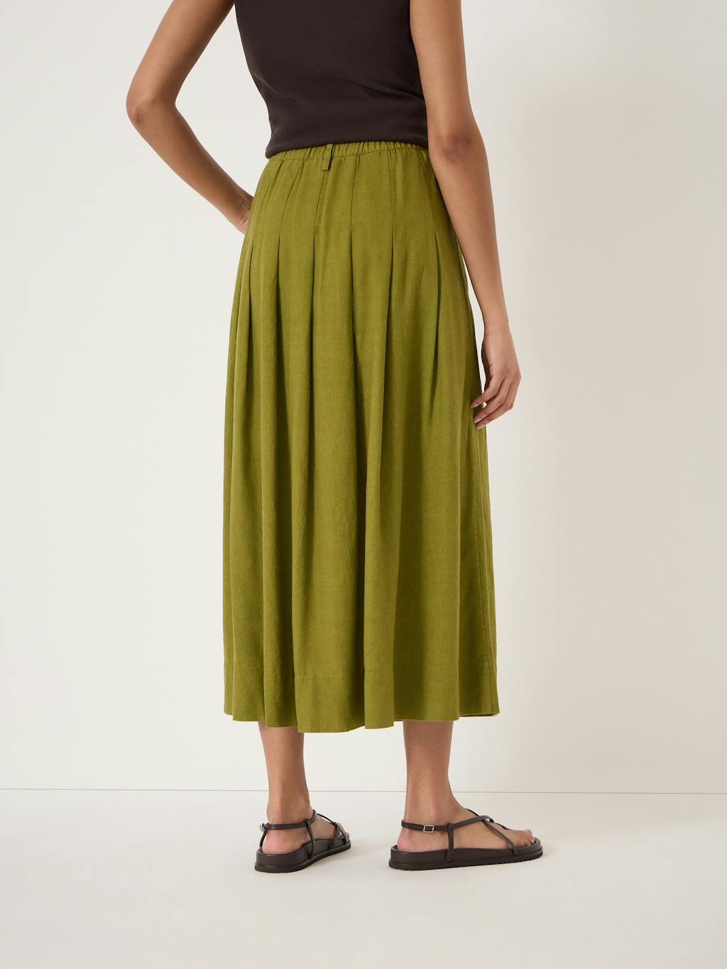 012960-2253-03 Ivy Pleated Linen Blend Midi Skirt