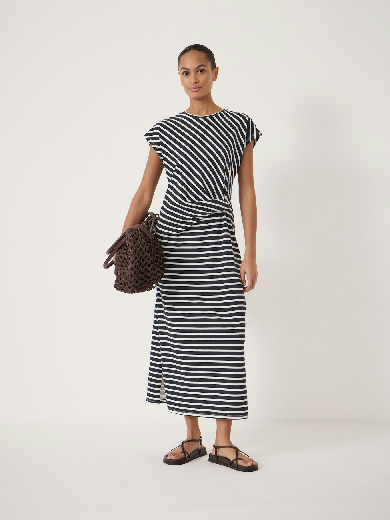 014591-4908-01 Athena Twist-Detail Jersey Midi Dress