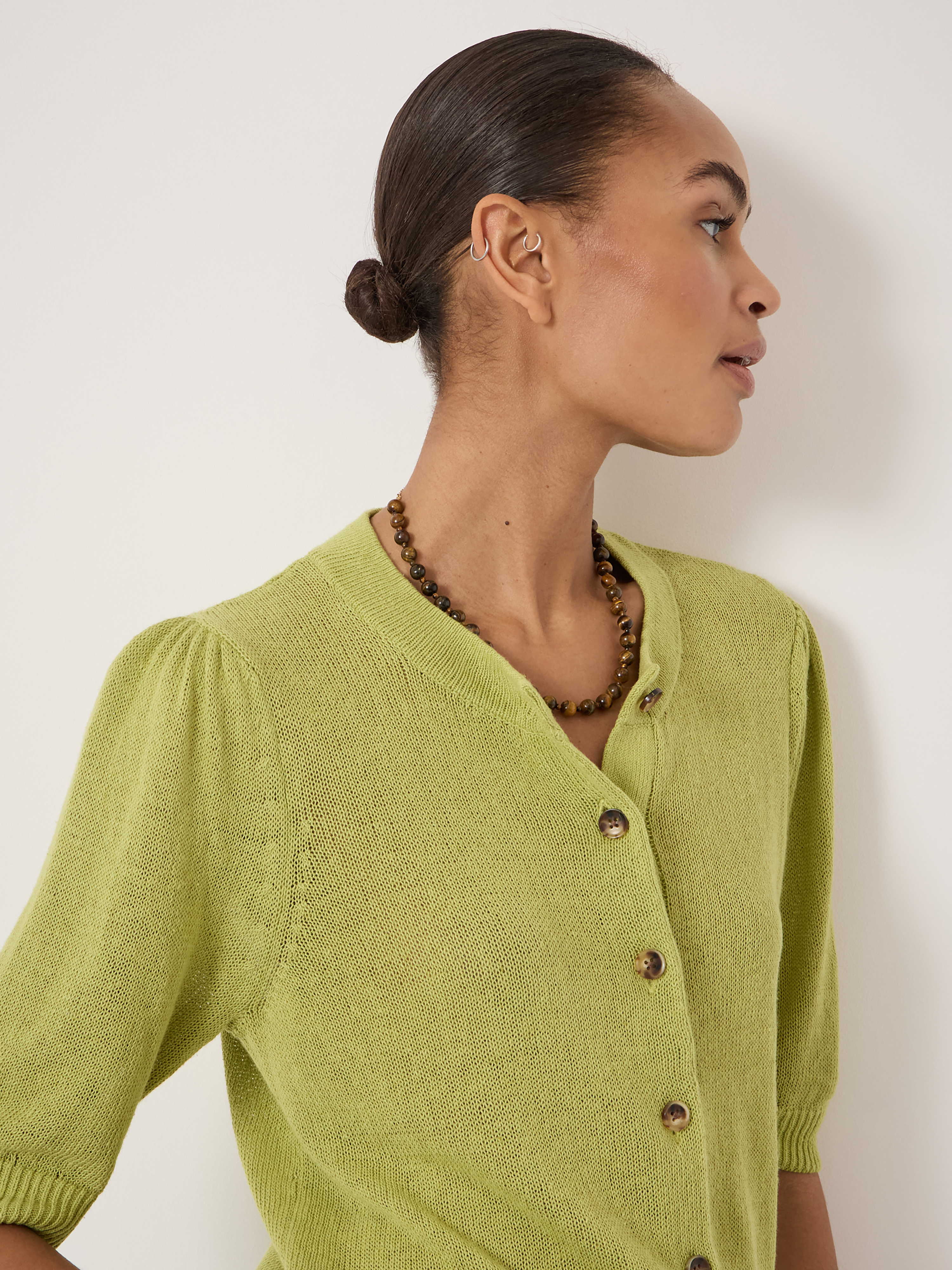 Celeste Short Sleeve Linen Blend Cardigan