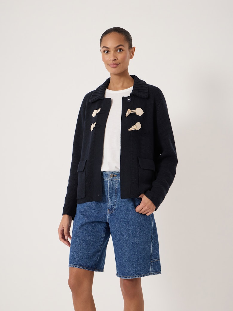 Dora Duffel Trim Wool Blend Cardigan