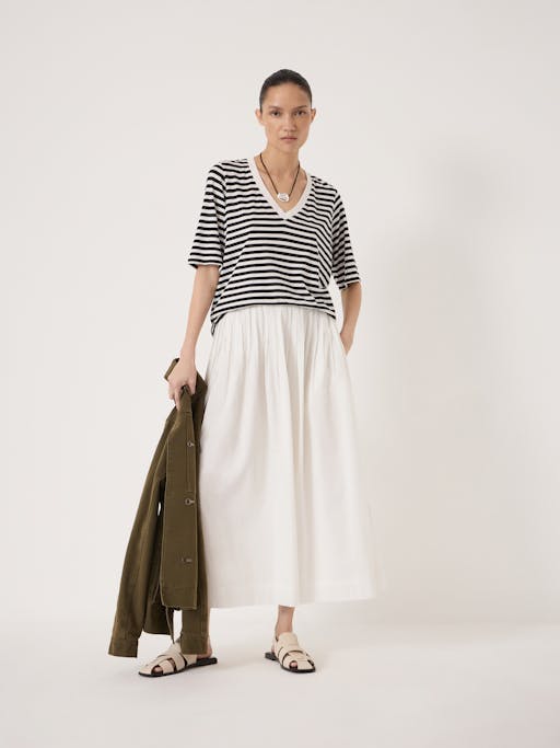 Reece Stripe V Neck Drapey T-Shirt