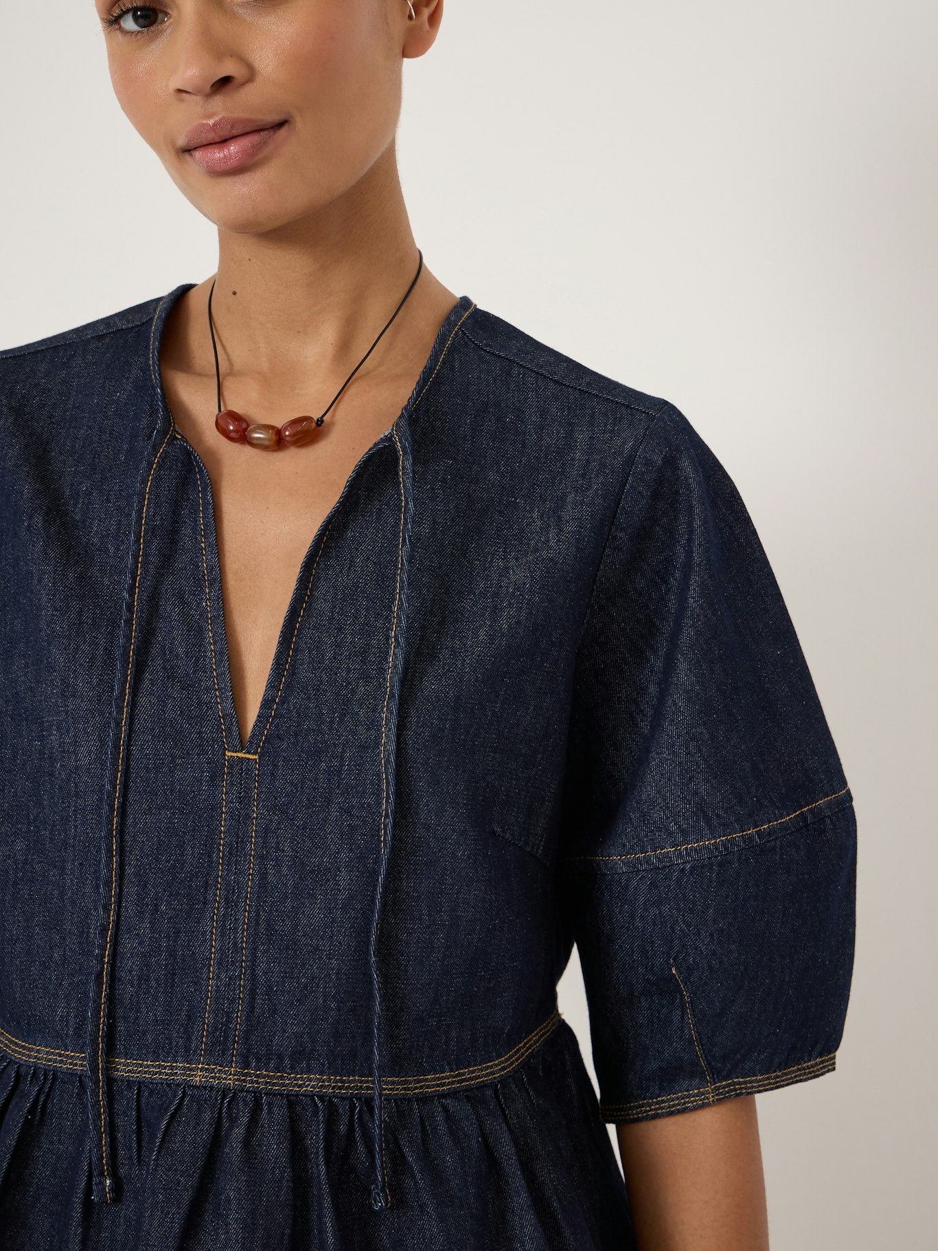 014571-4519-04 Betty Barrel Sleeve Denim Top