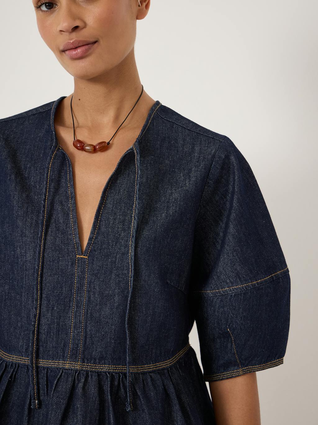 014571-4519-04 Betty Barrel Sleeve Denim Top