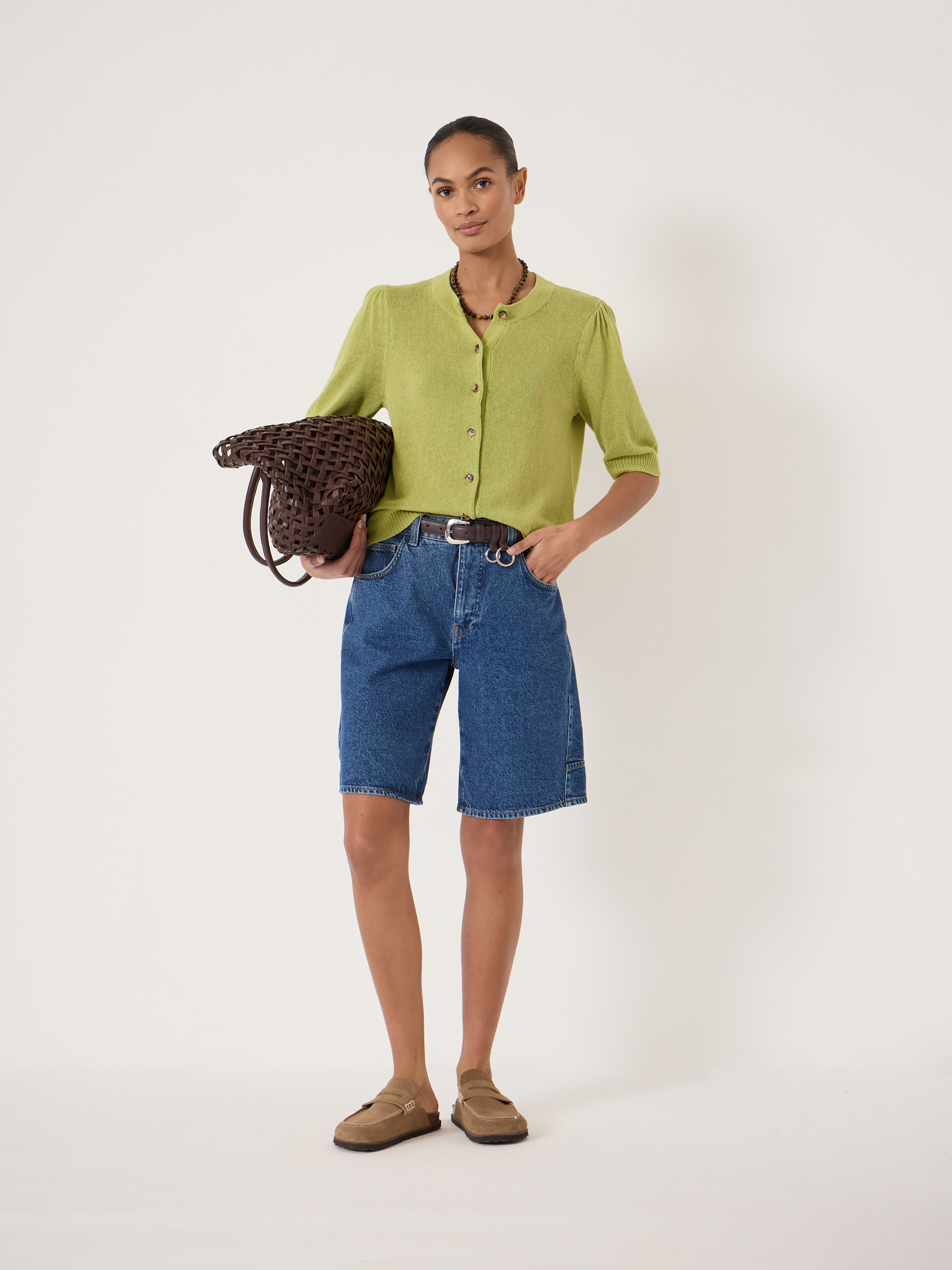 Celeste Short Sleeve Linen Blend Cardigan