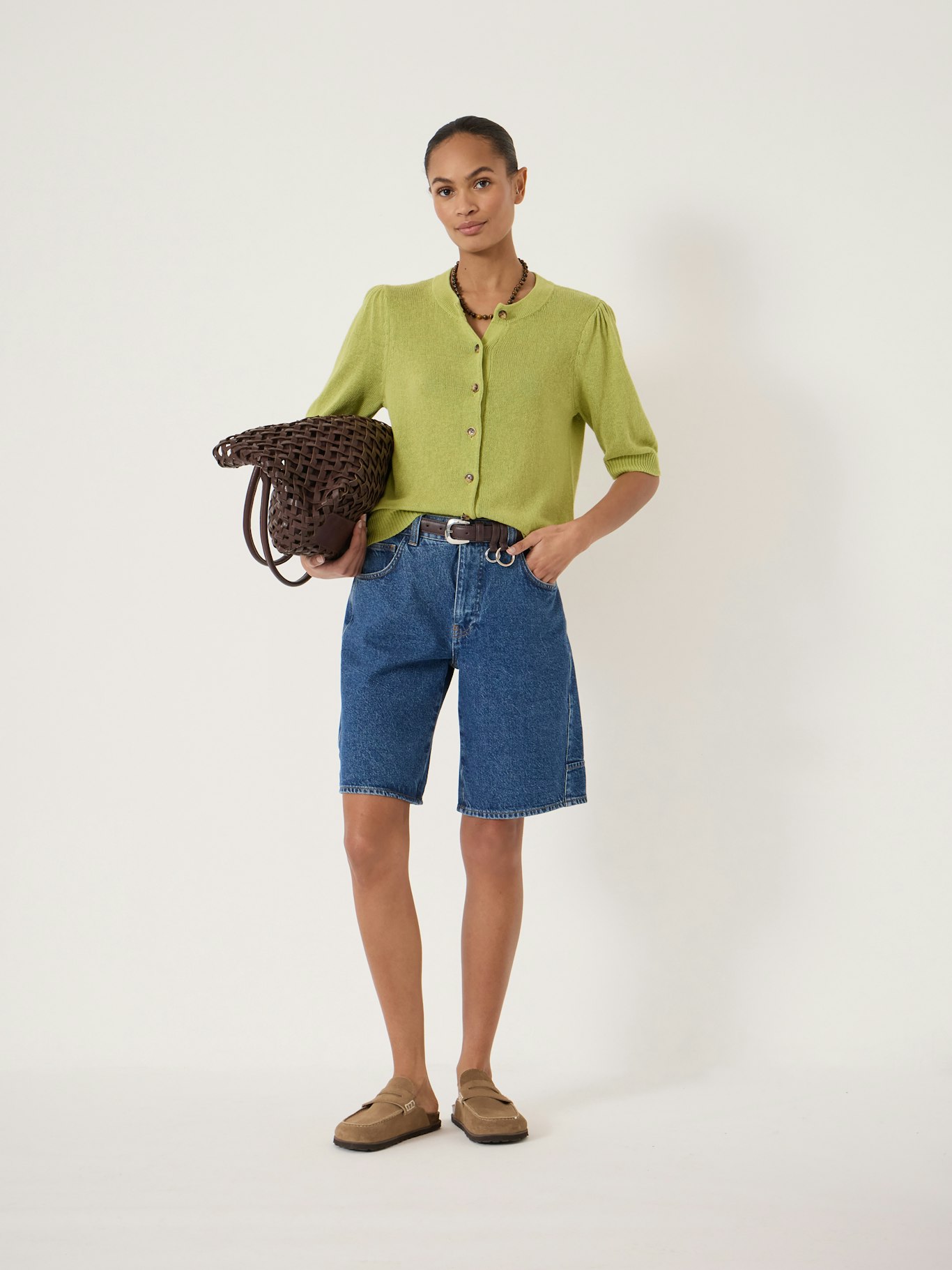 014598-2213-02 Celeste Short Sleeve Linen Blend Cardigan