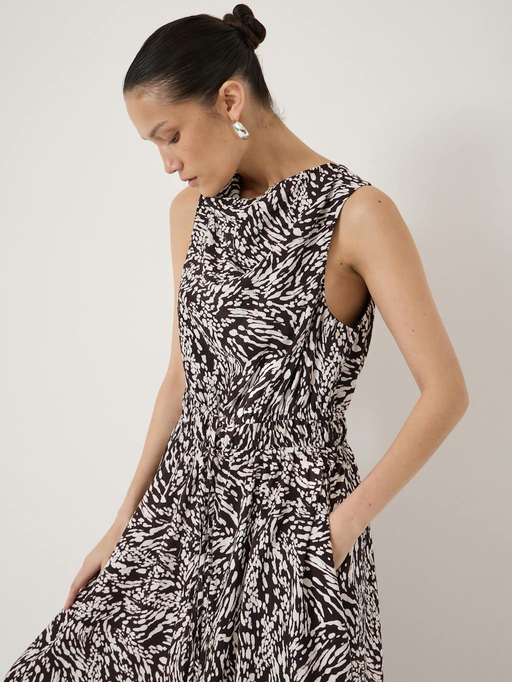 014609-4909-04 Estie Cowl Neck Hanky Hem Dress