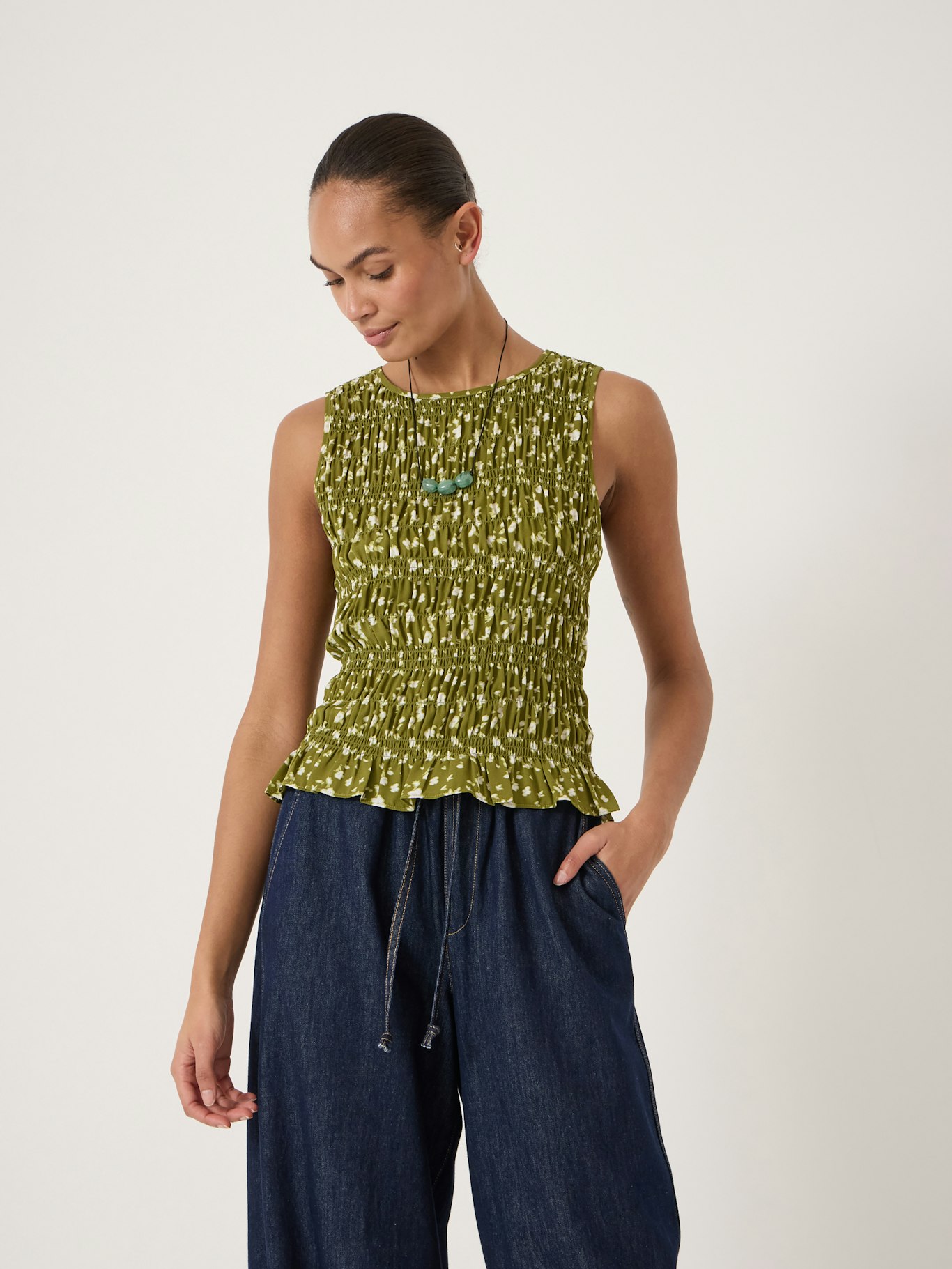 015299-4897-01 Shirred Chiffon Top