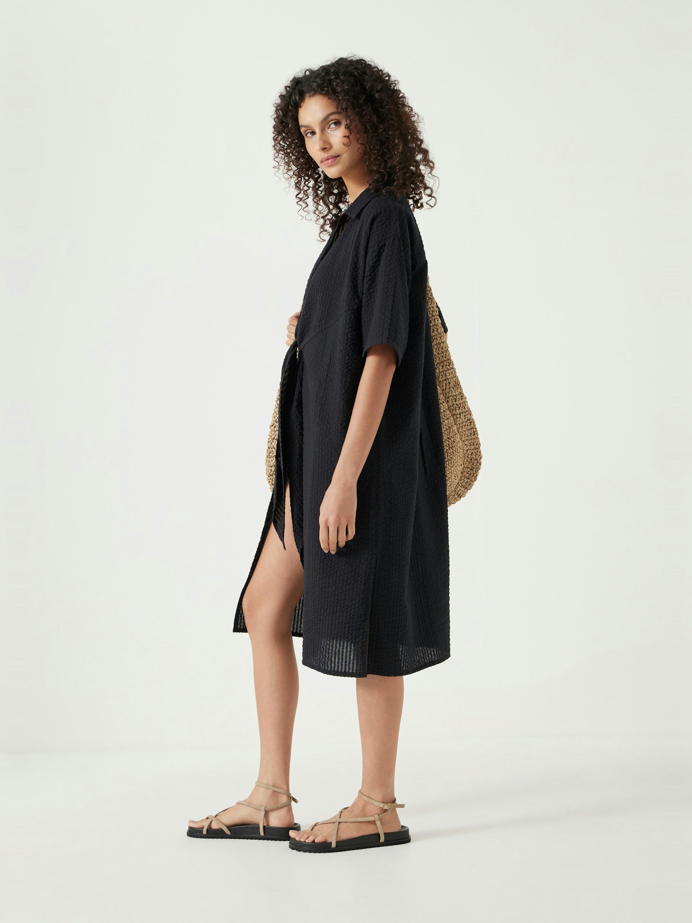 013170-0456-04 Seersucker Tie Front Beach Dress
