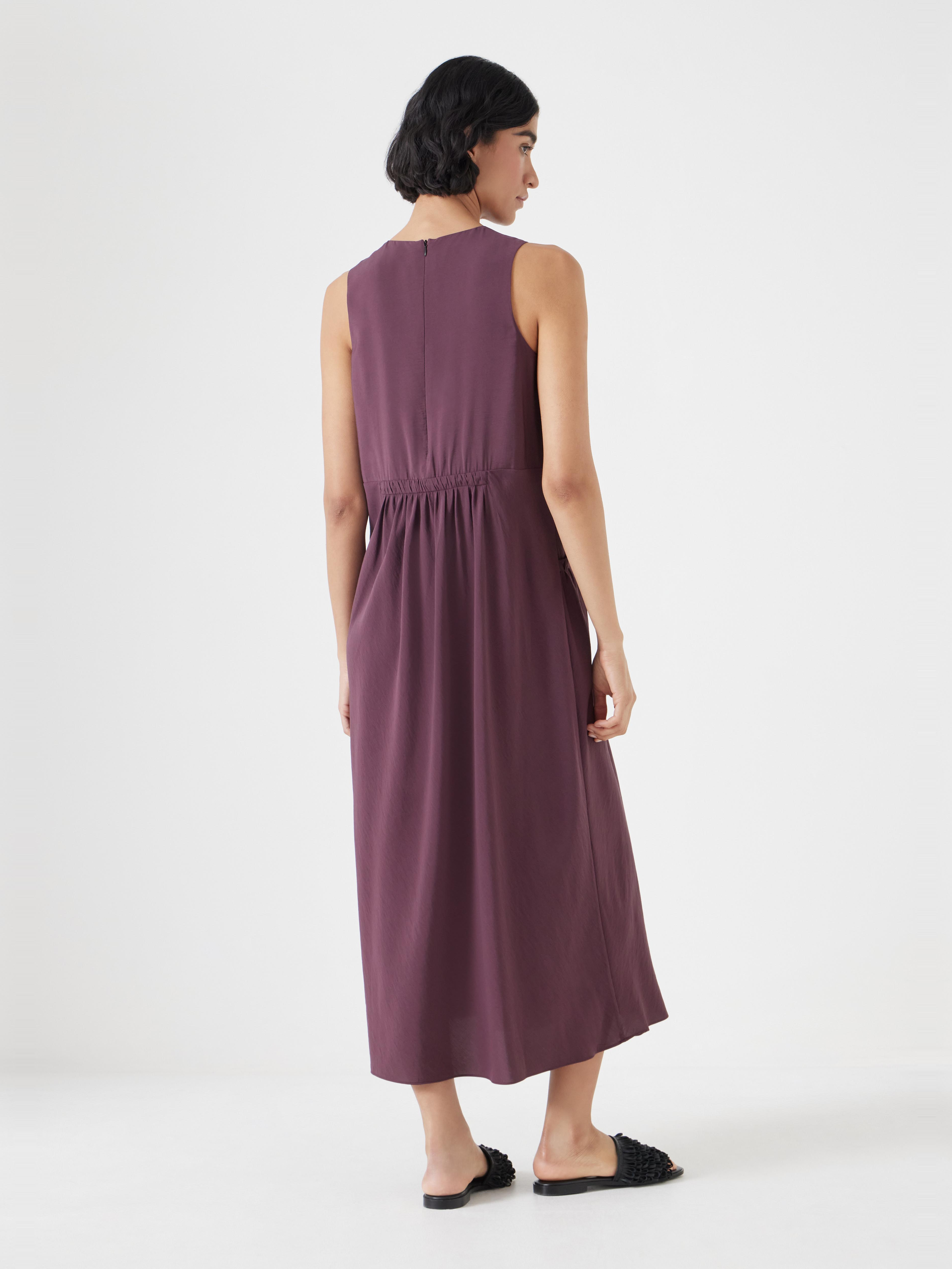 Air Flow Sleeveless Gathered Waist Midi Dress