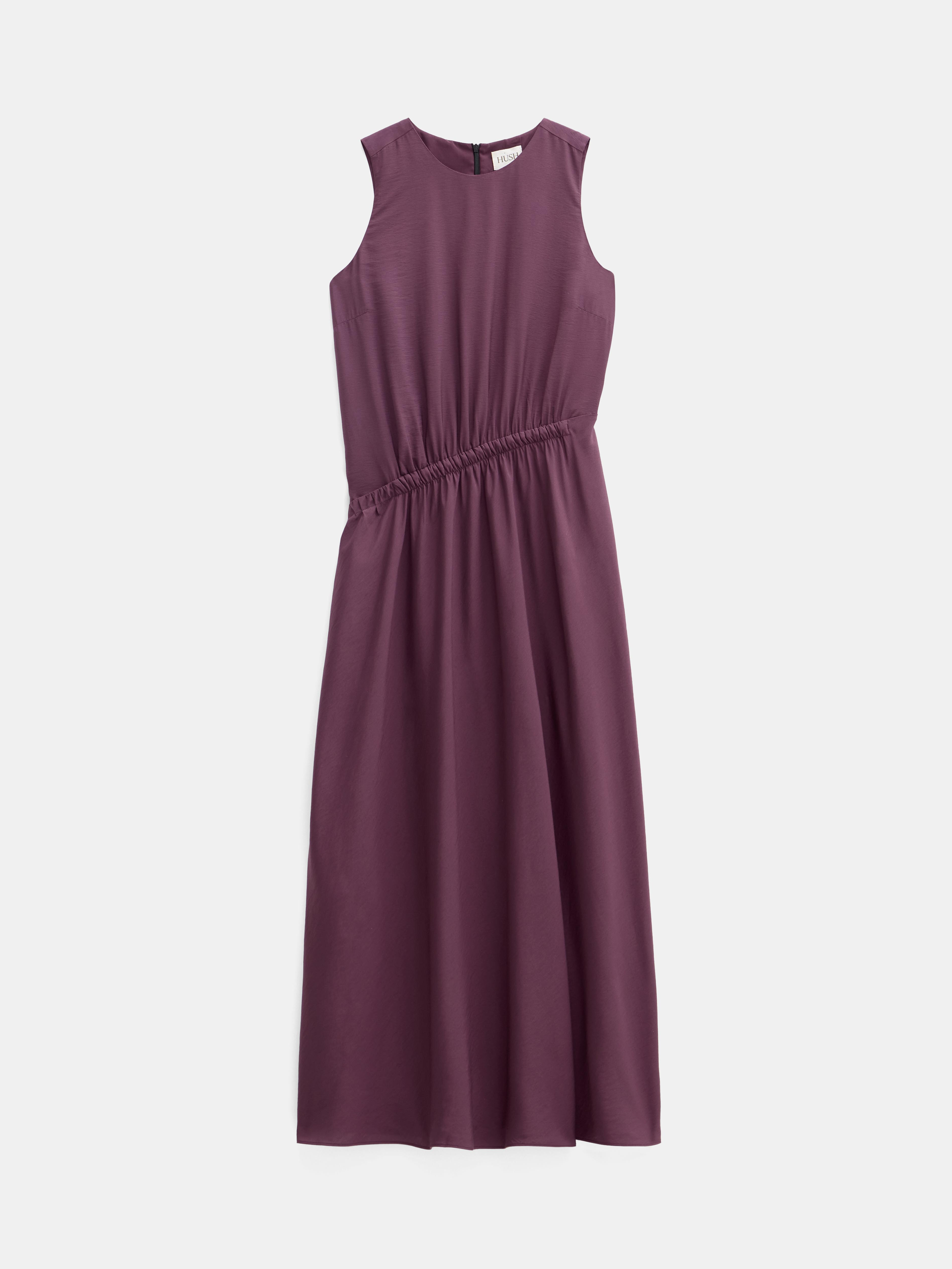 Air Flow Sleeveless Gathered Waist Midi Dress