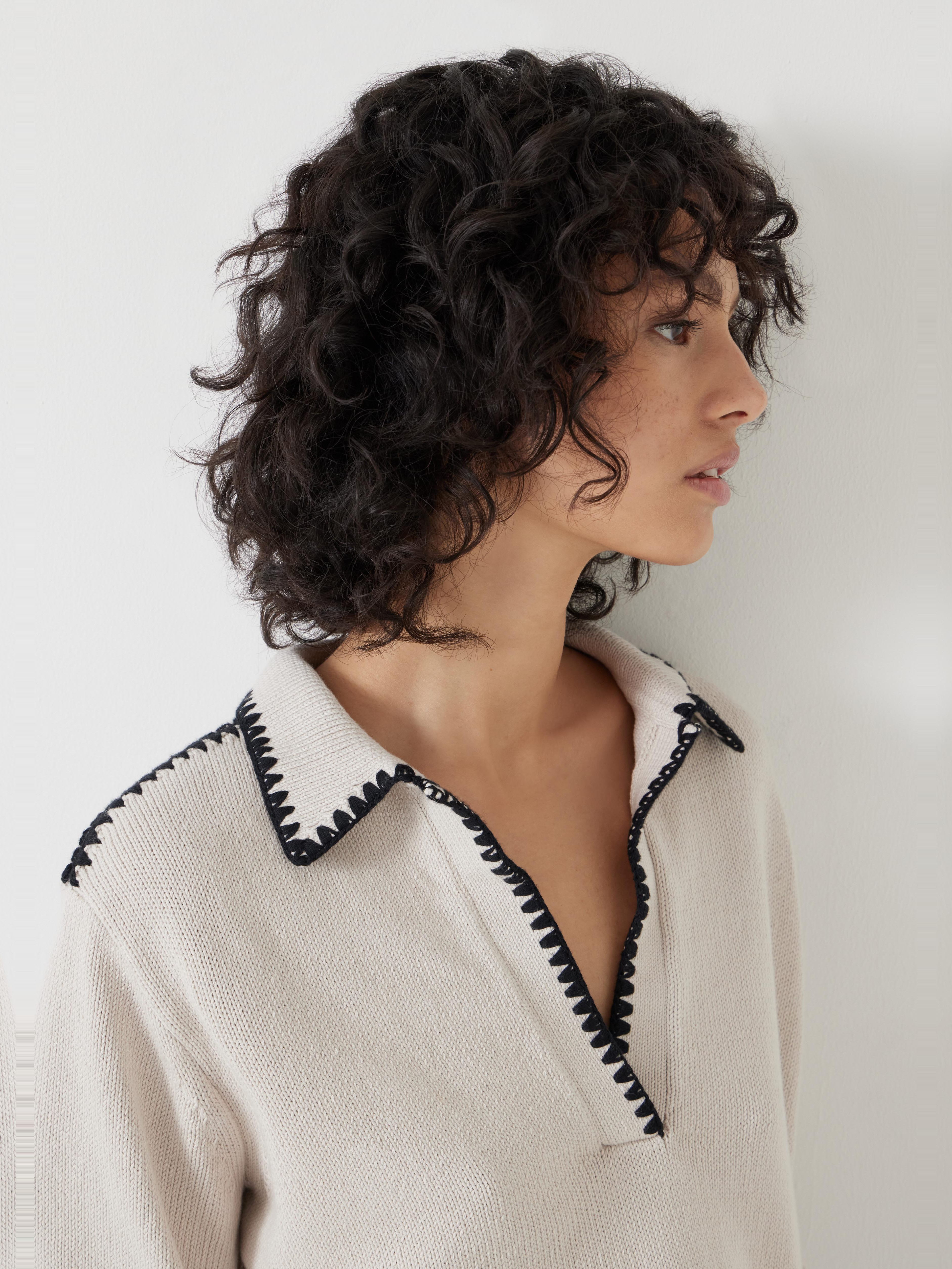 Whipstitch Collar Cotton Jumper