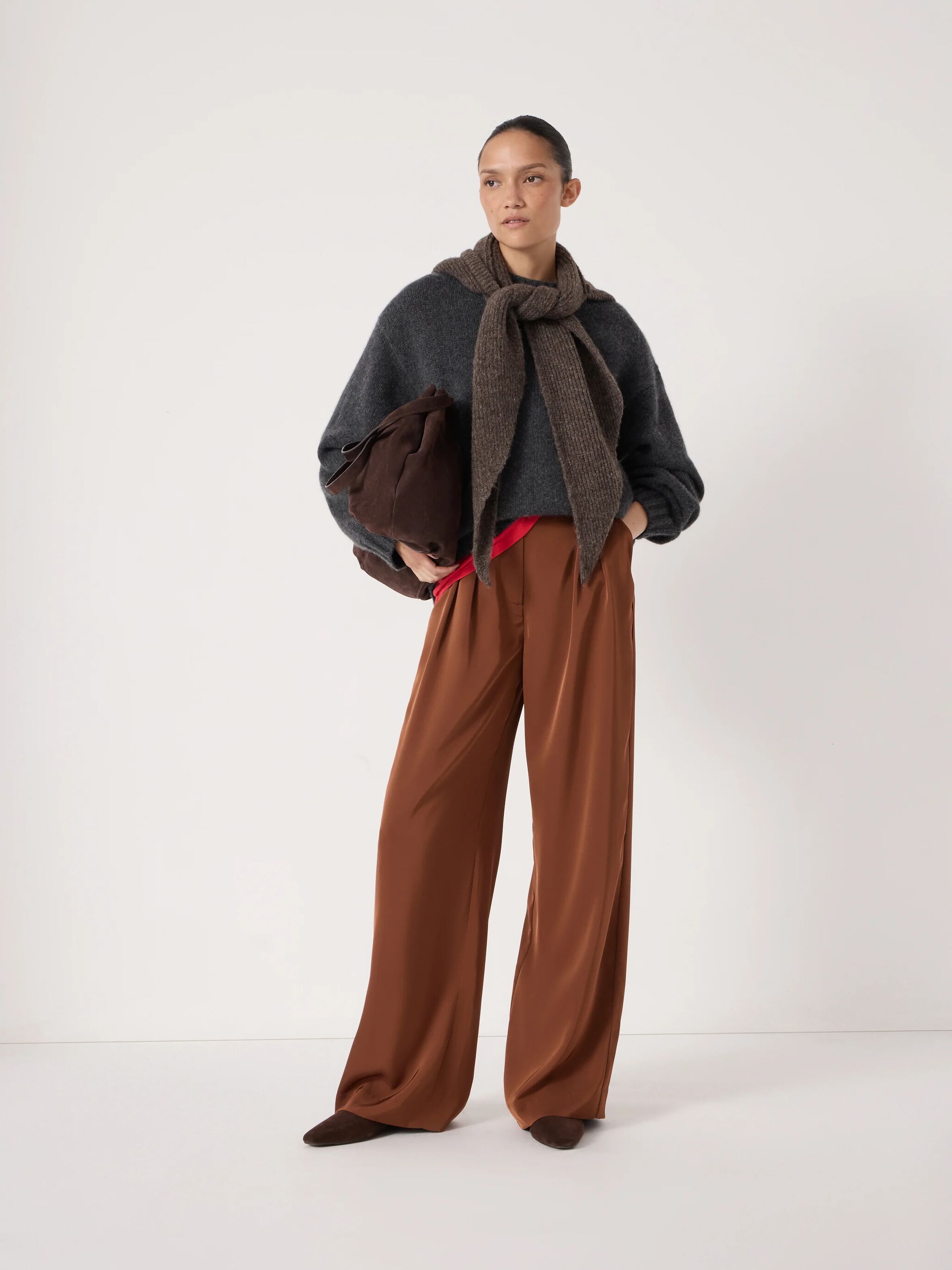 Lya Satin Twill Wide Leg Trousers