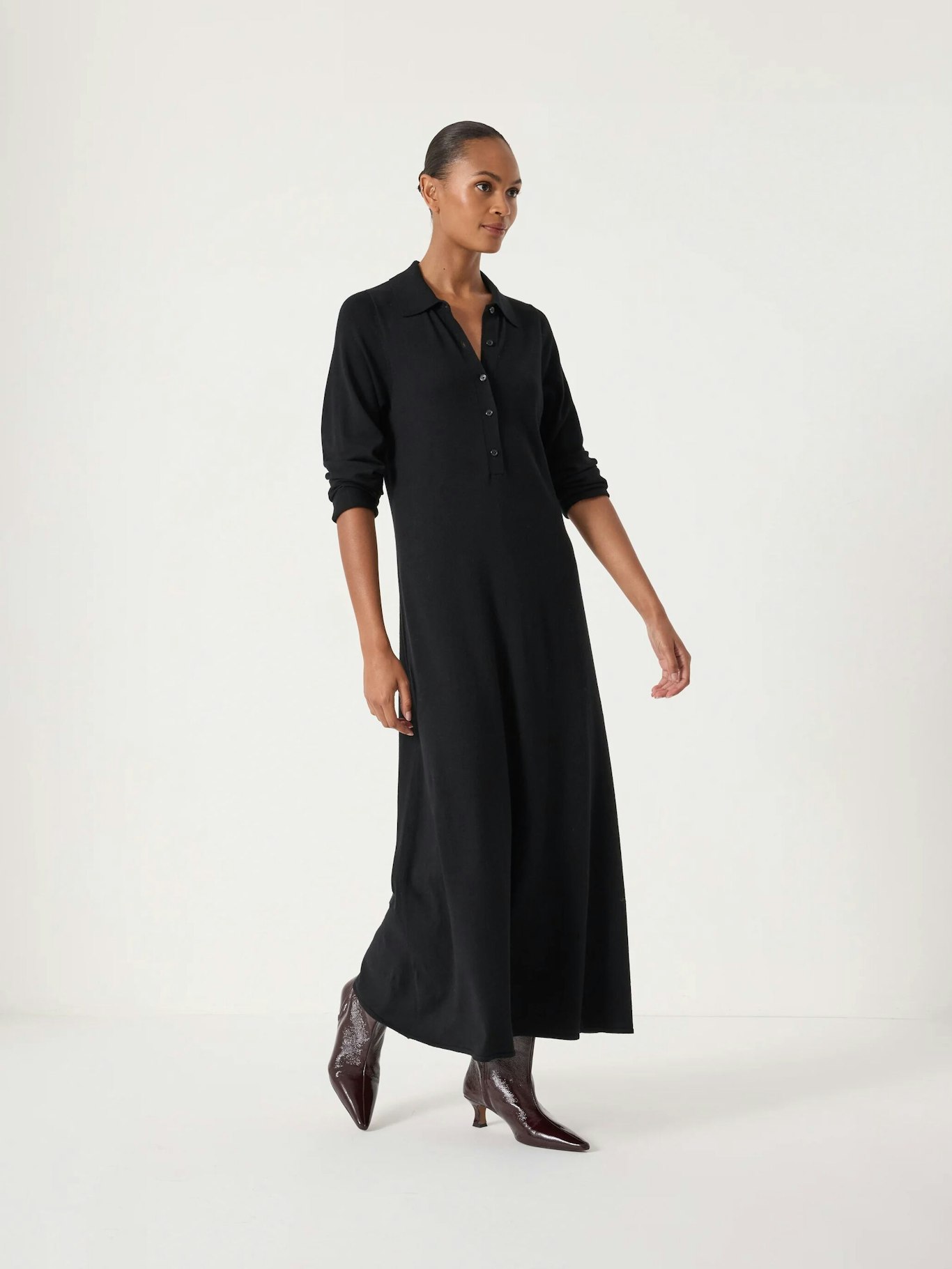 013652-0456-02 Polo Neck Knitted Midi Dress