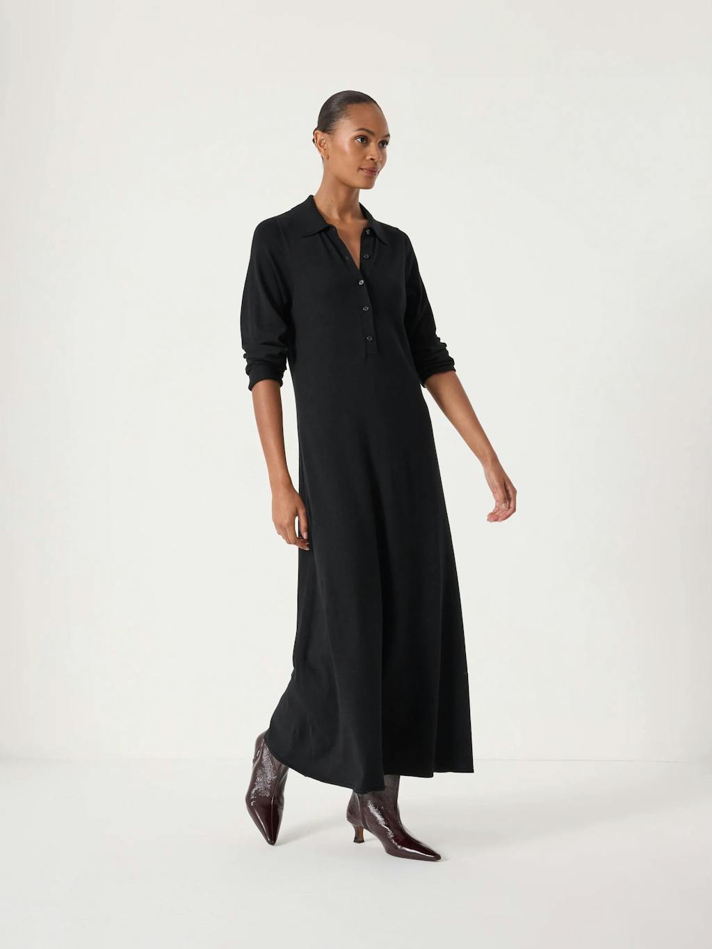 013652-0456-02 Polo Neck Knitted Midi Dress