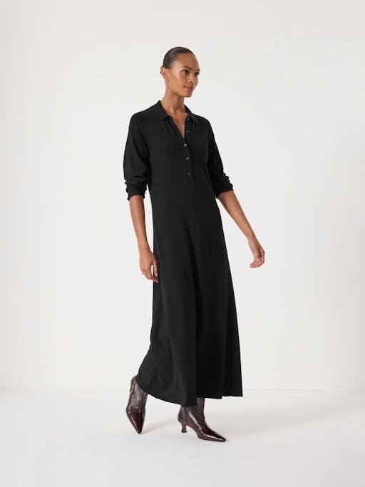Polo Neck Knitted Midi Dress