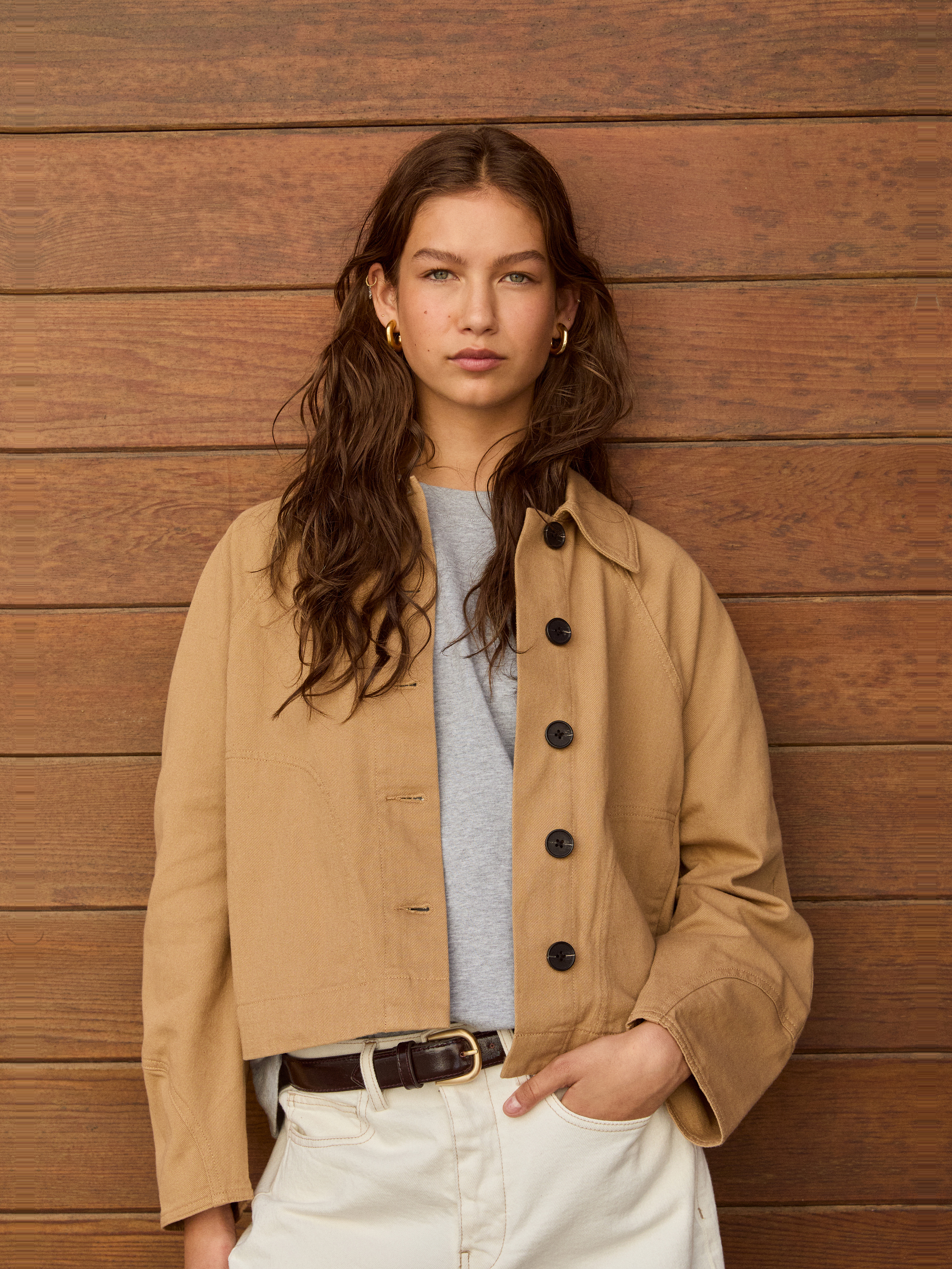 Cotton Barrel Sleeve Swing Jacket