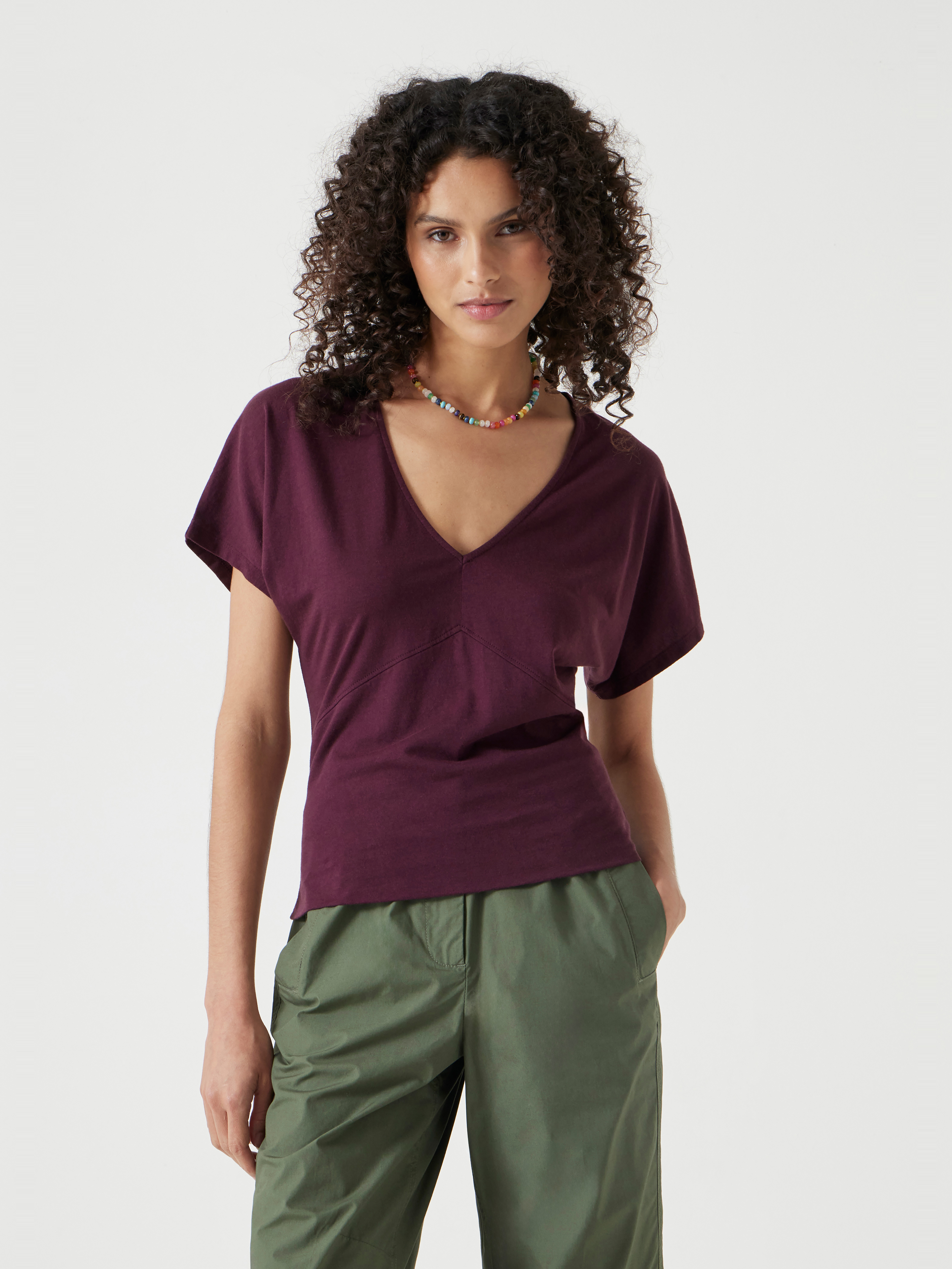 Grown On Sleeve V Neck T-Shirt