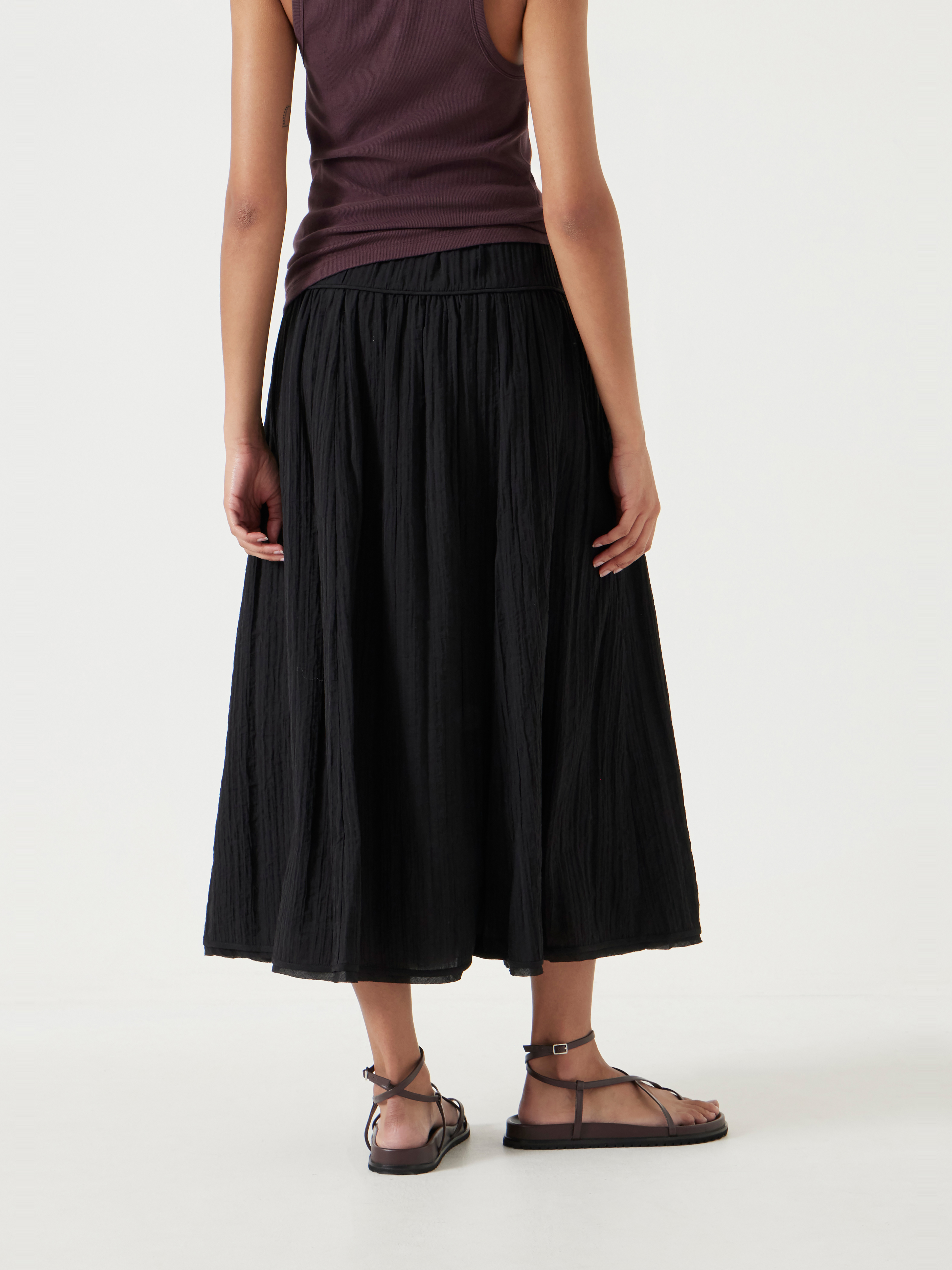 Gathered Detail Midi Skirt