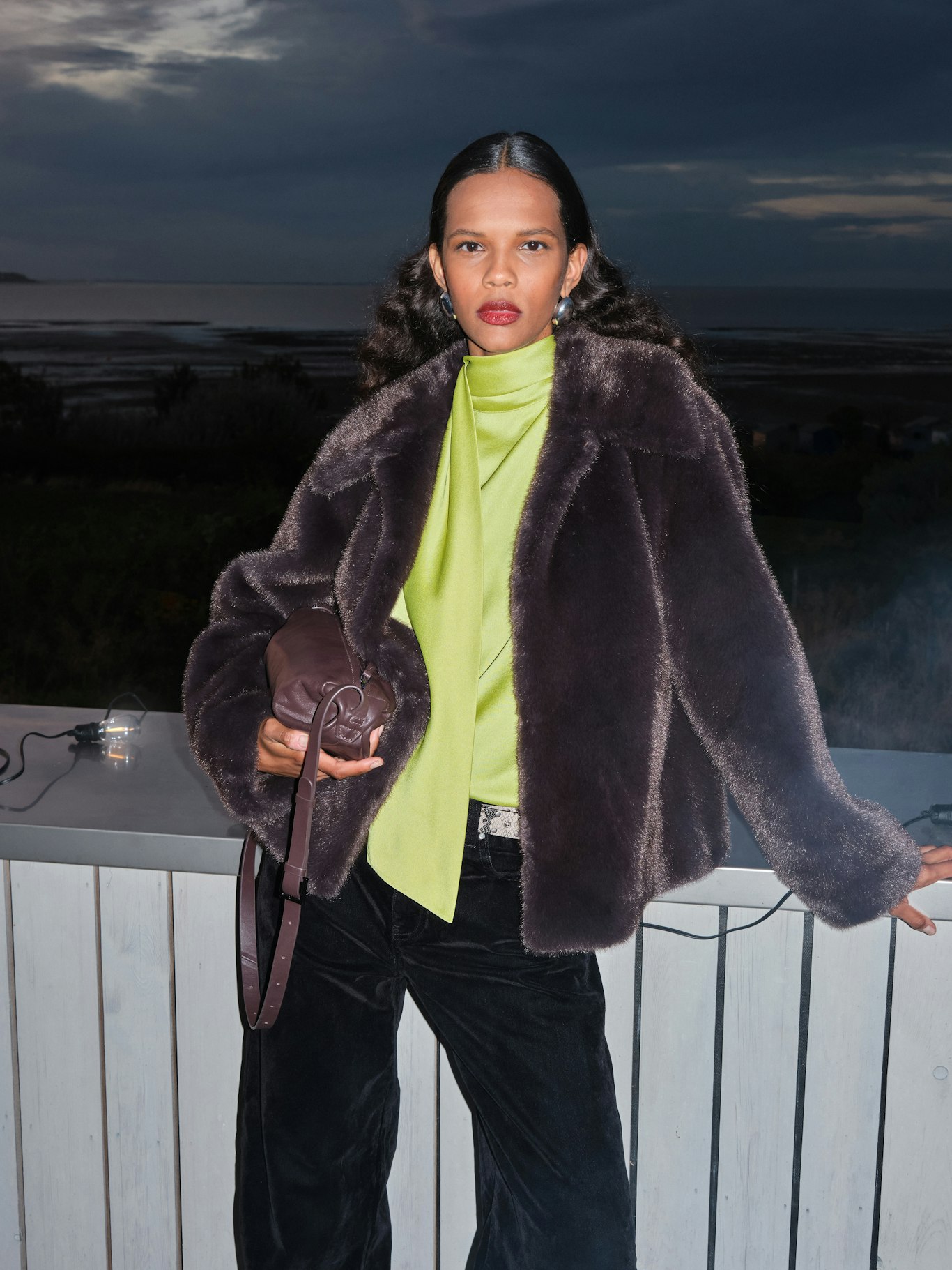013909-4840-10 Freya Lined Faux Fur Coat