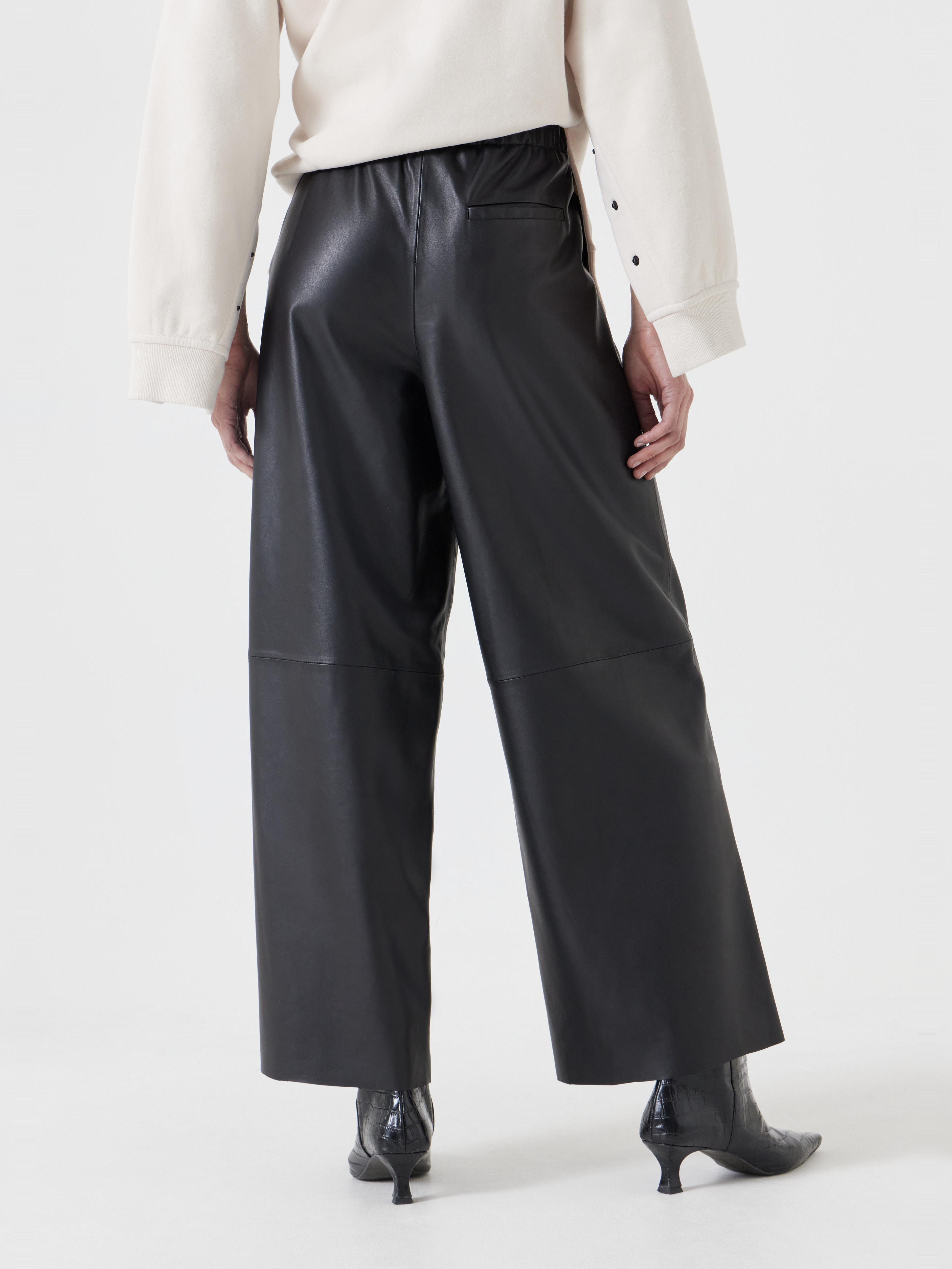Leather Cropped Wide Leg Trousers