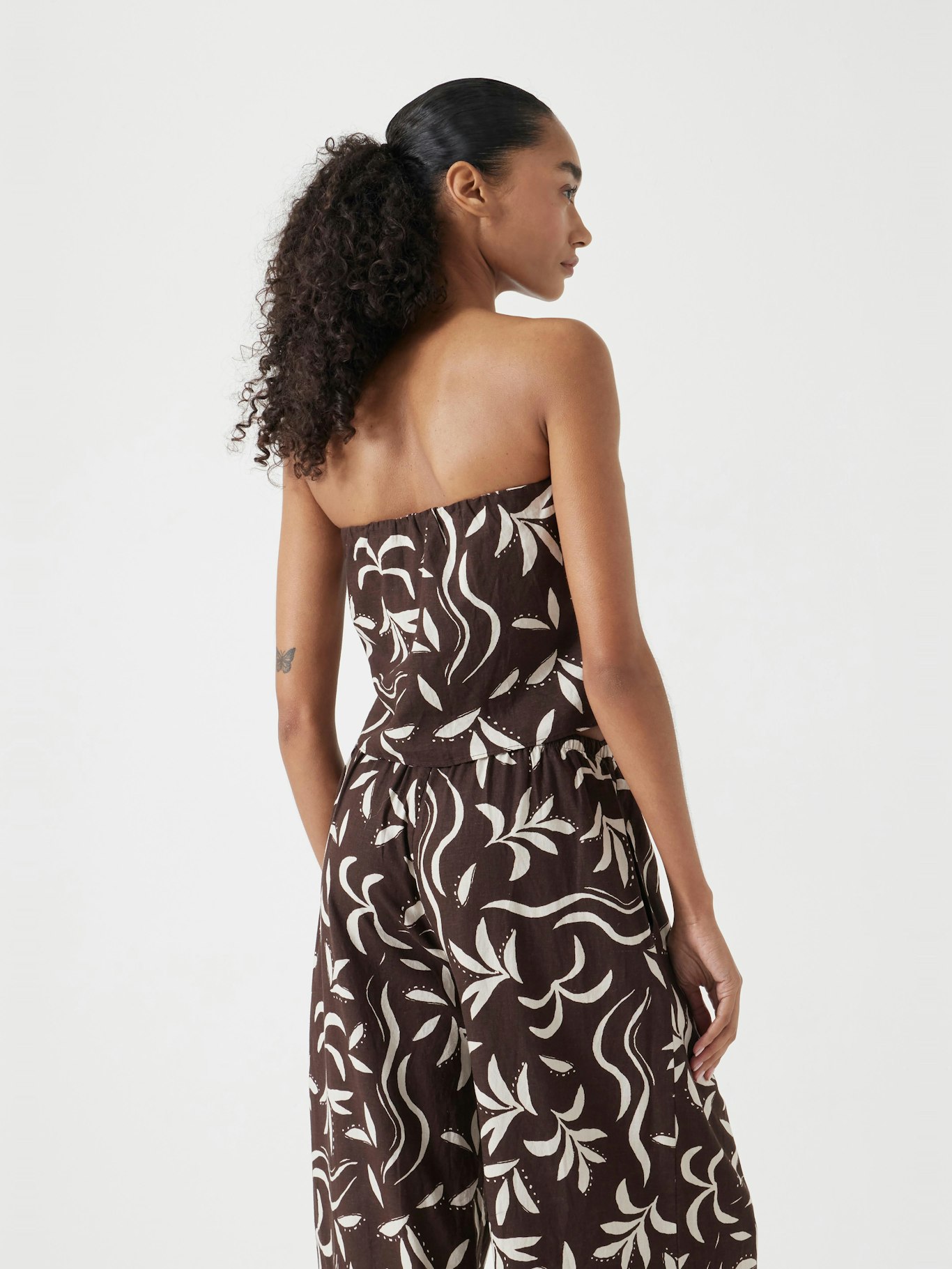013079-4780-03 Printed Linen Blend Bandeau Top