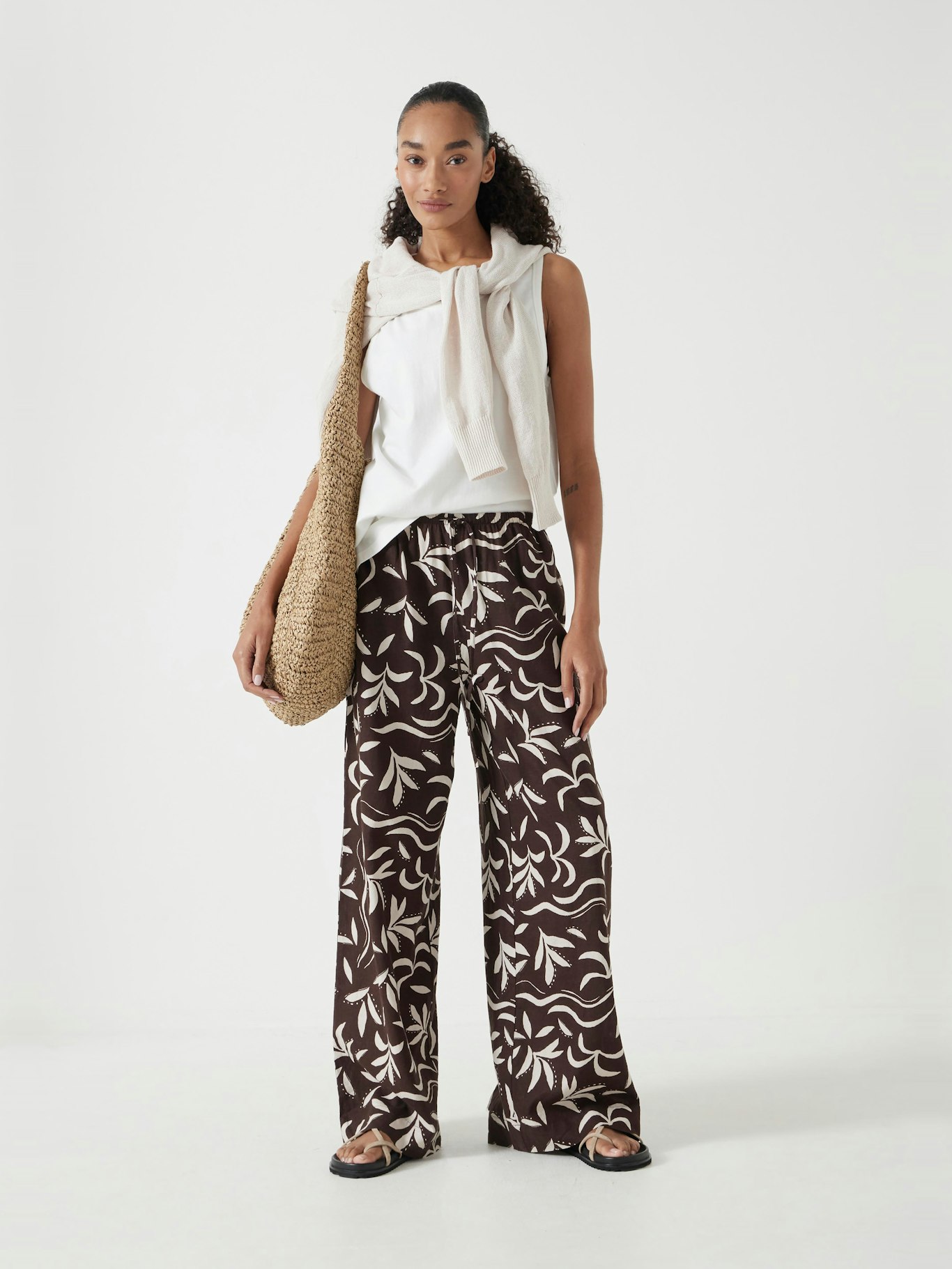 013080-4780-01 Printed Linen Blend Trousers