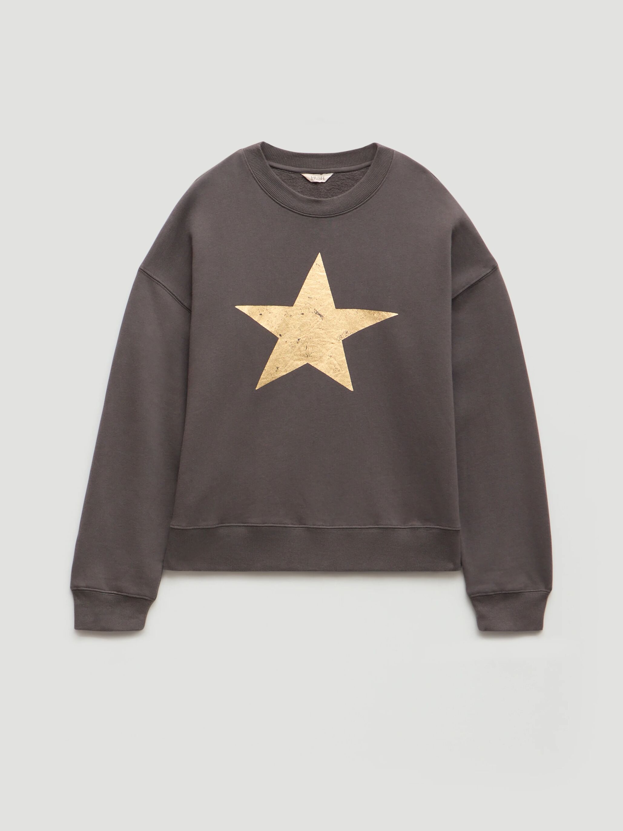 Metallic Star Graphic Sweatshirt | Mid Grey | hush