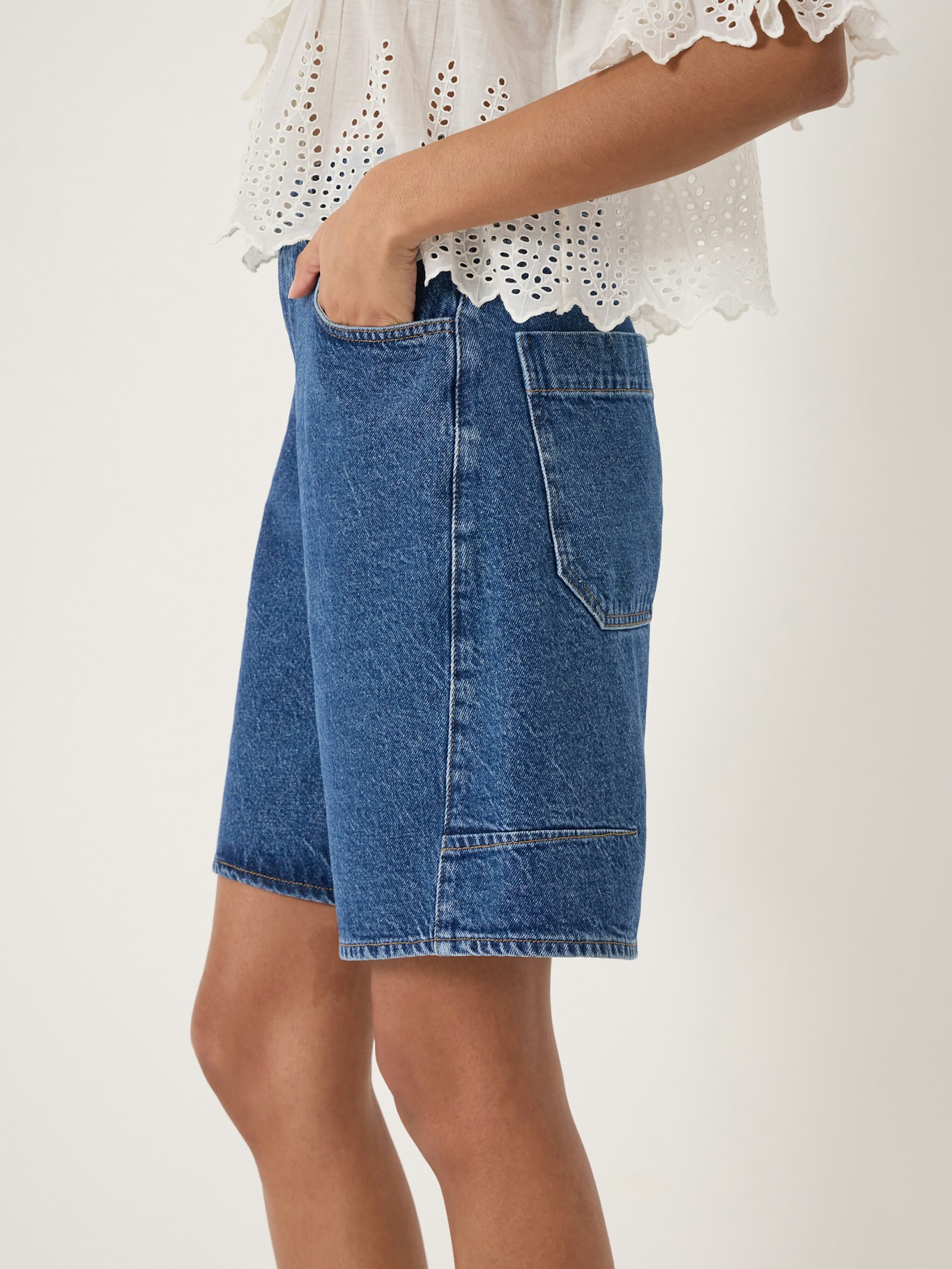 014465-3146-04 Bree Mid-Rise Long Denim Shorts