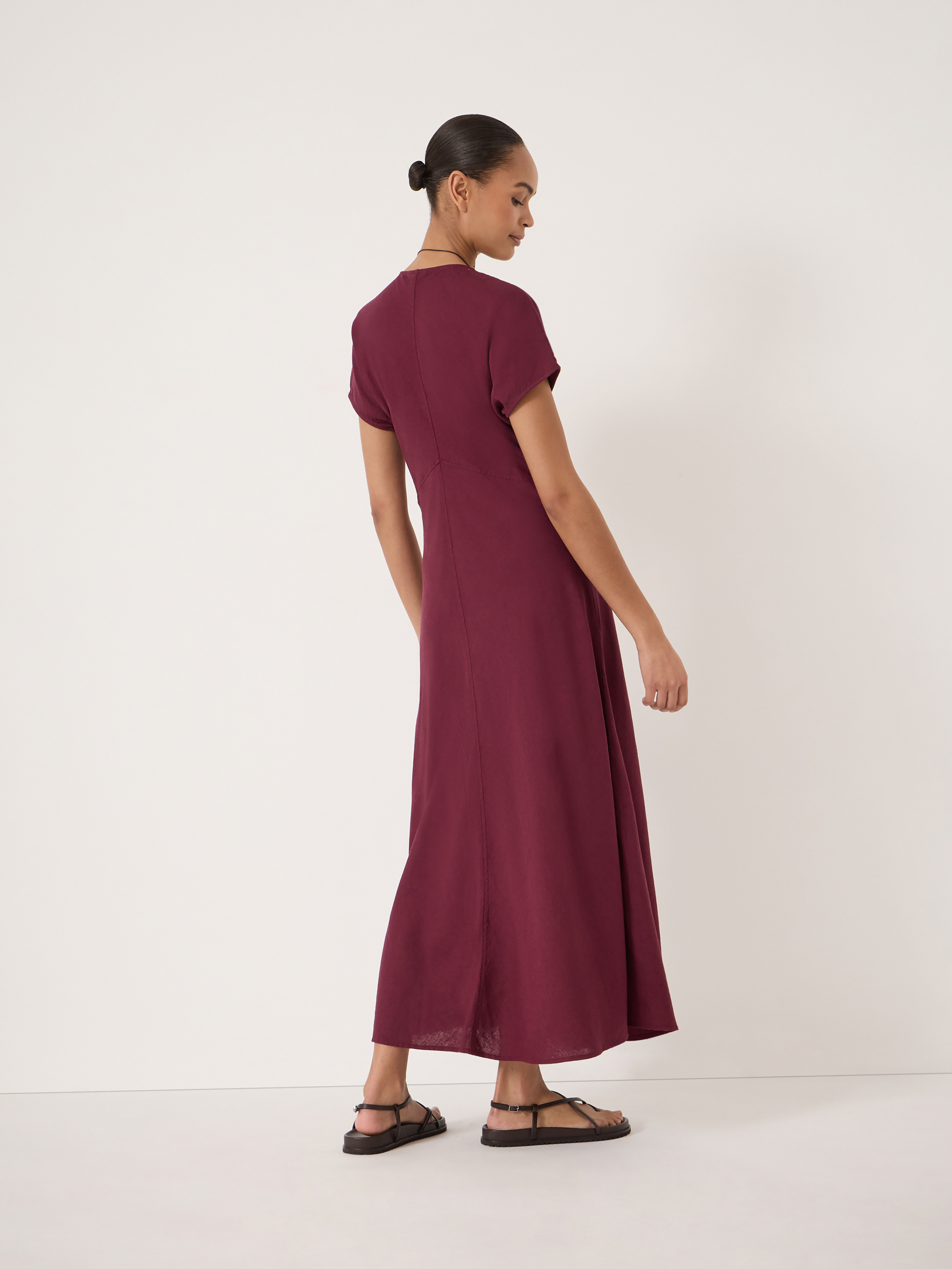 Grace Linen Blend V Neck Maxi Dress