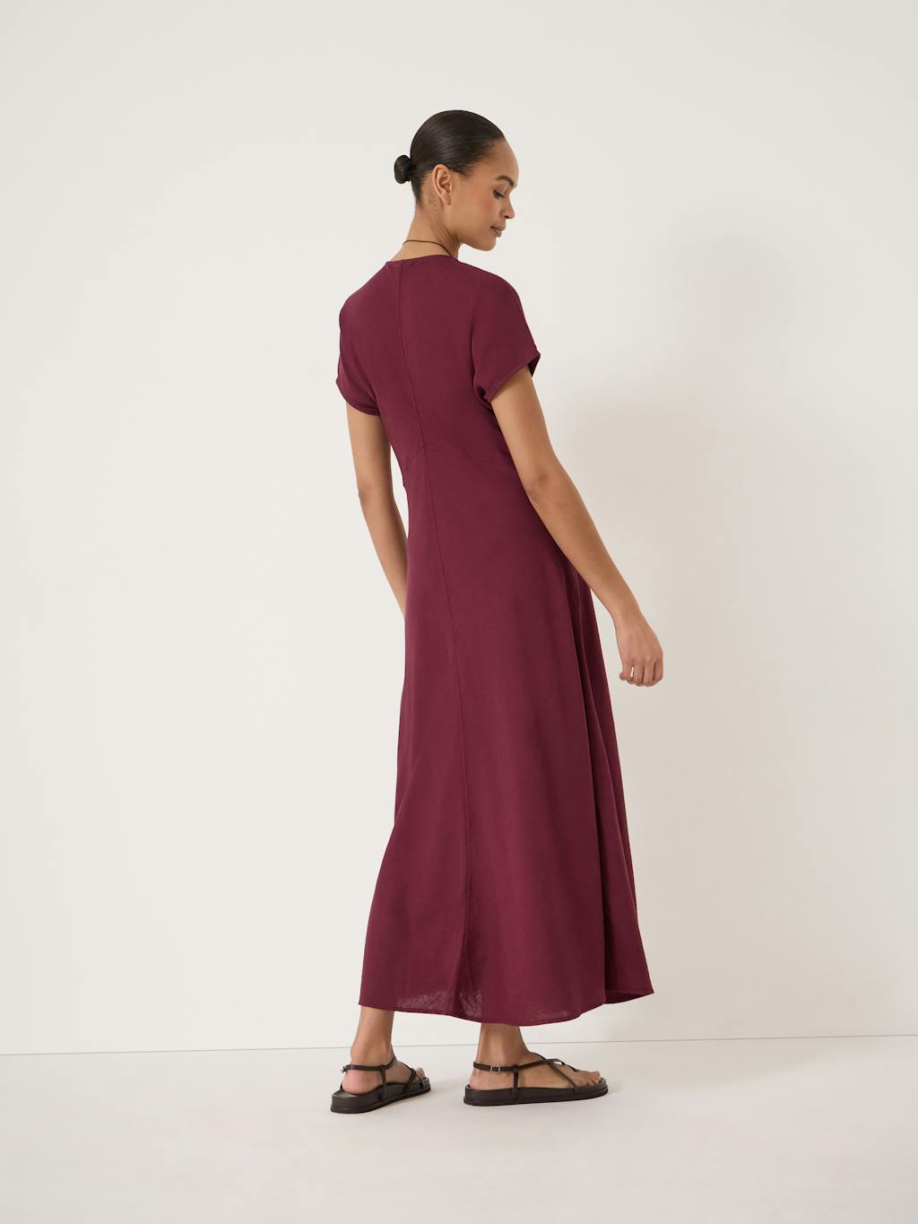 014721-3278-03 Grace Linen Blend V Neck Maxi Dress
