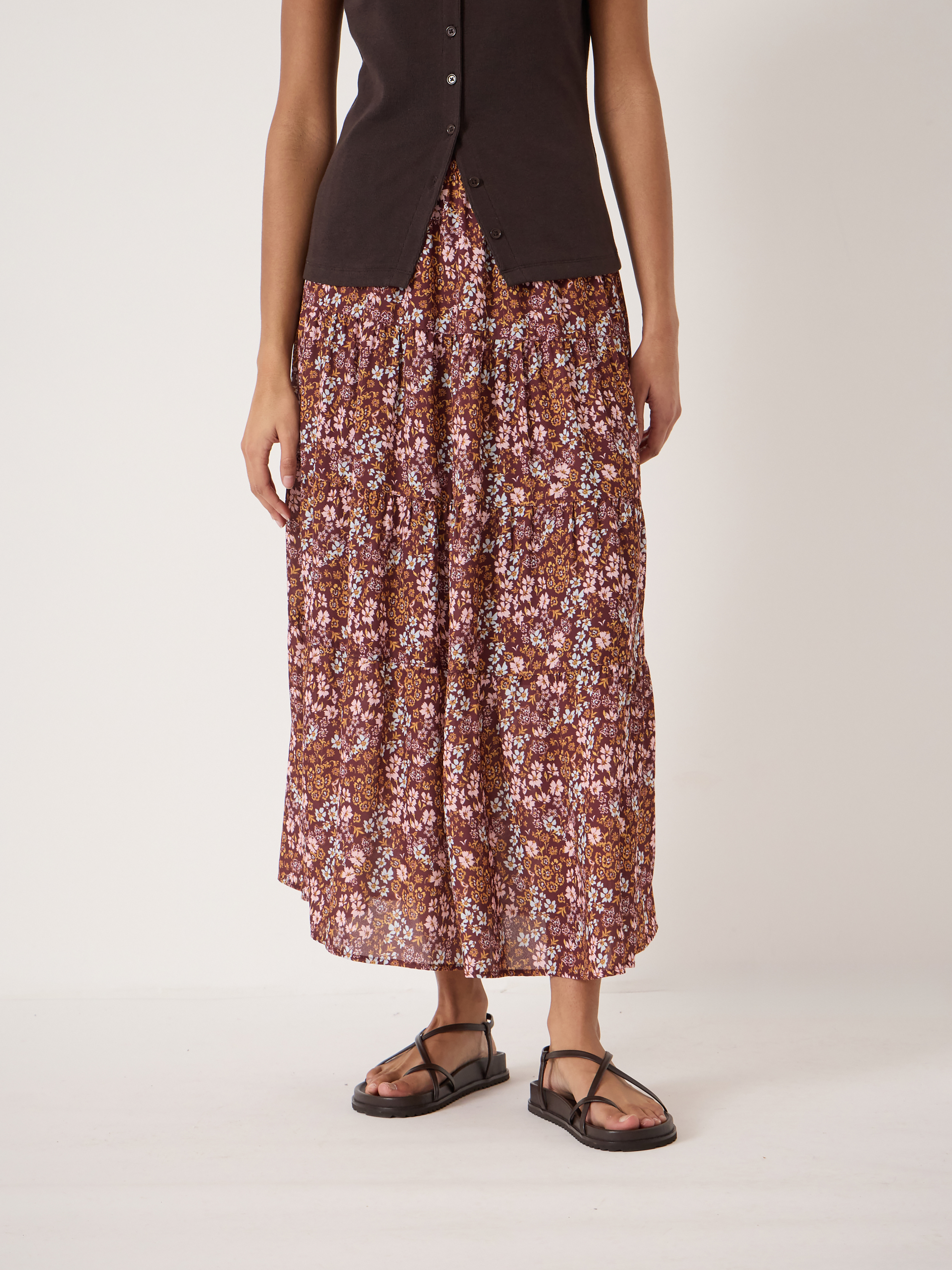 Branwen Printed Chiffon Midi Skirt